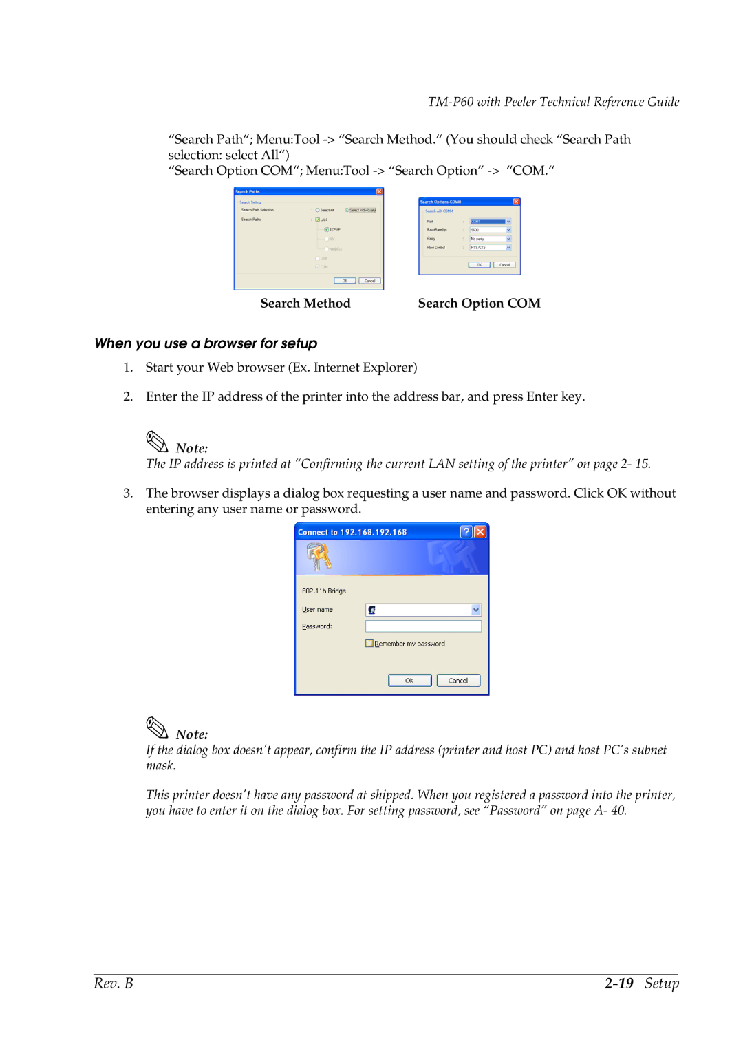 Epson TM-P60 manual When you use a browser for setup 