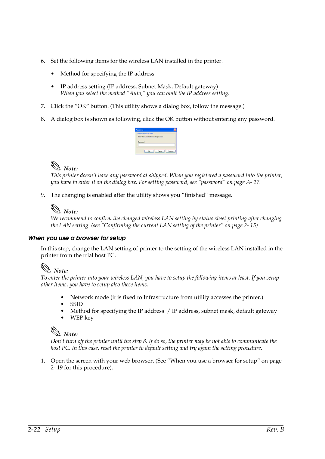 Epson TM-P60 manual When you use a browser for setup 