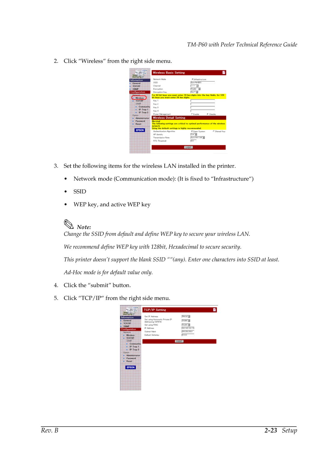 Epson TM-P60 manual Setup 