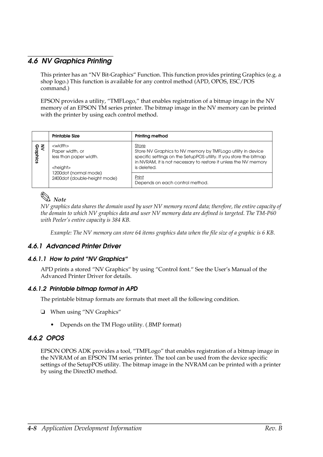 Epson TM-P60 manual NV Graphics Printing, How to print NV Graphics, Printable bitmap format in APD 