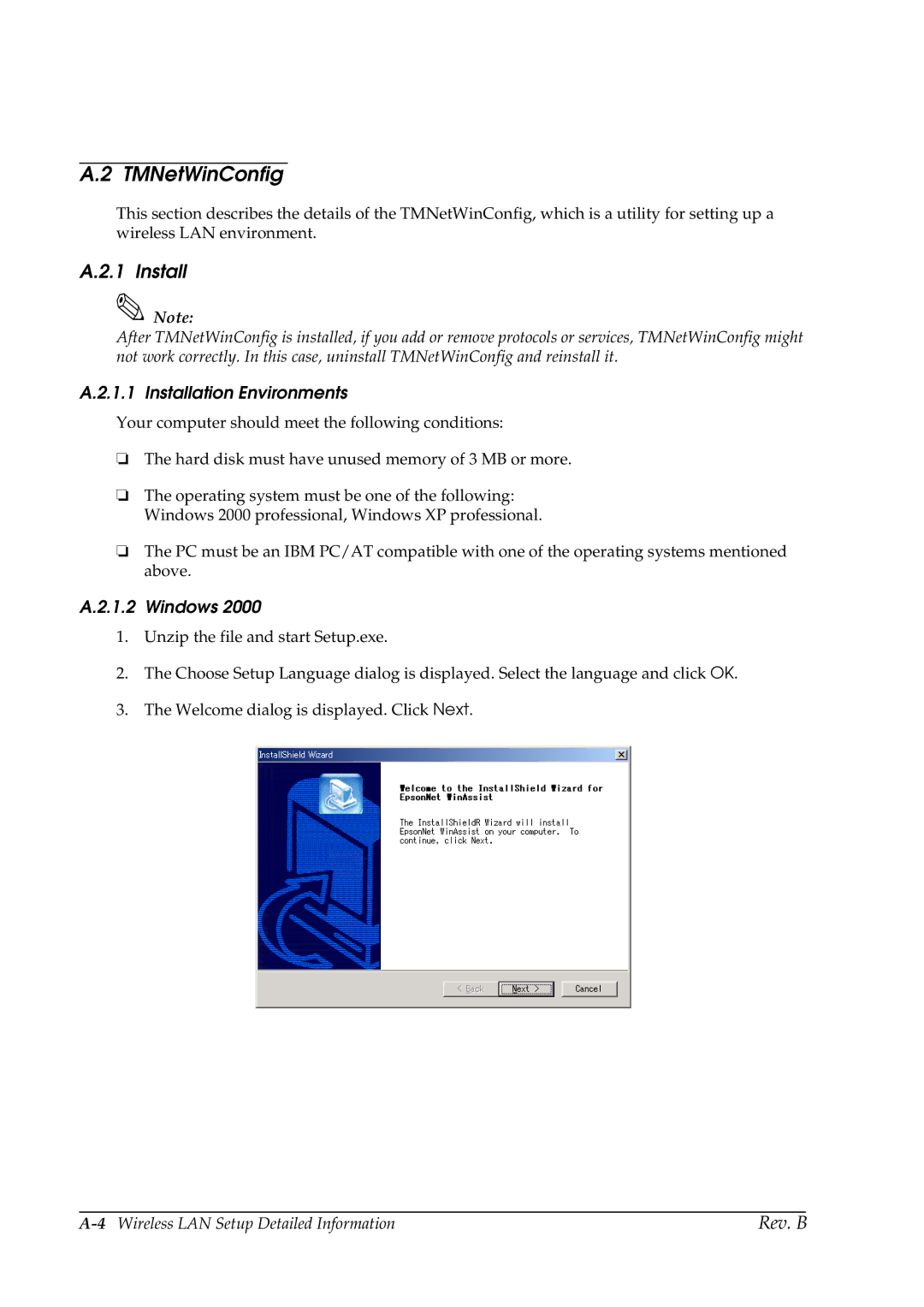 Epson TM-P60 manual TMNetWinConfig, Installation Environments, Windows 