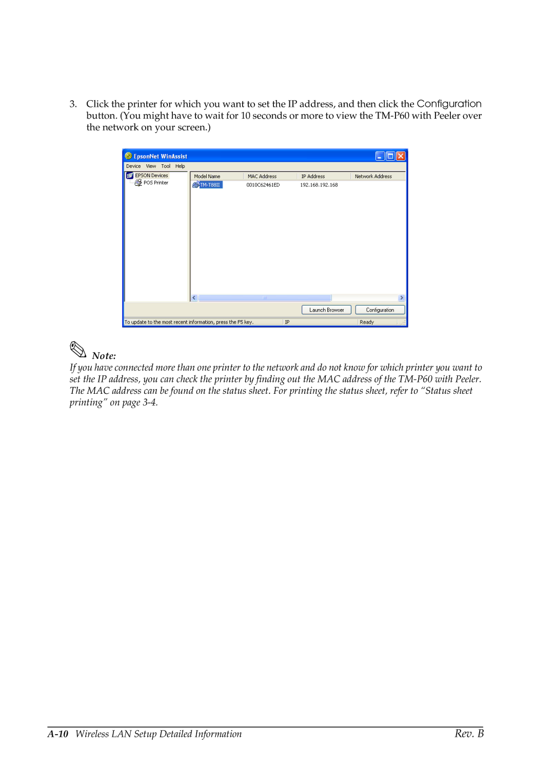 Epson TM-P60 manual 10Wireless LAN Setup Detailed Information 