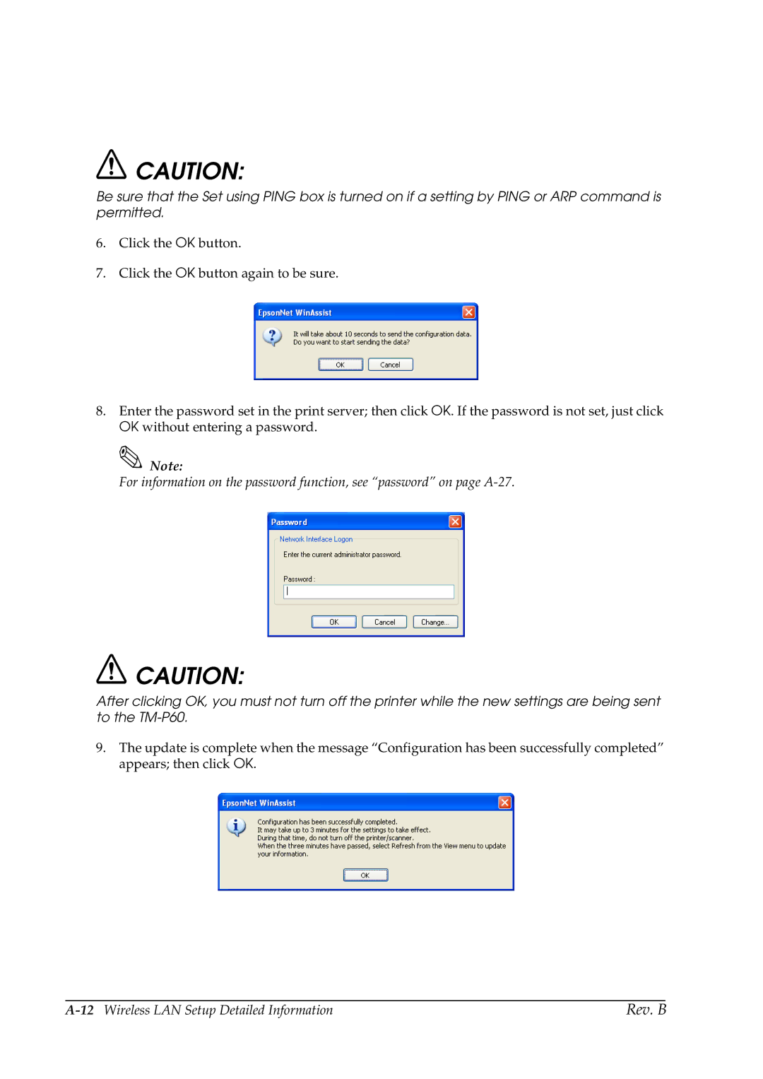 Epson TM-P60 manual 12Wireless LAN Setup Detailed Information 