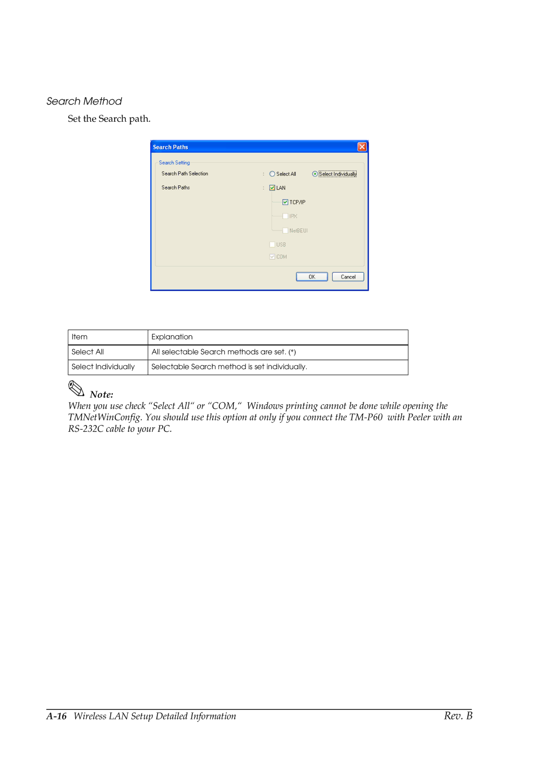 Epson TM-P60 manual Search Method, Set the Search path 