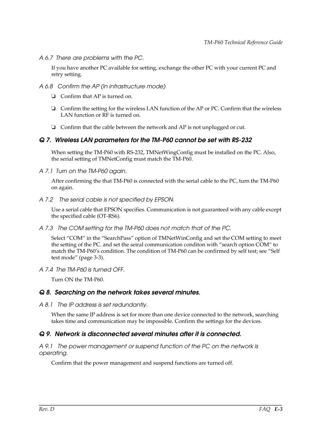 Epson TM-P60 manual Searching on the network takes several minutes 