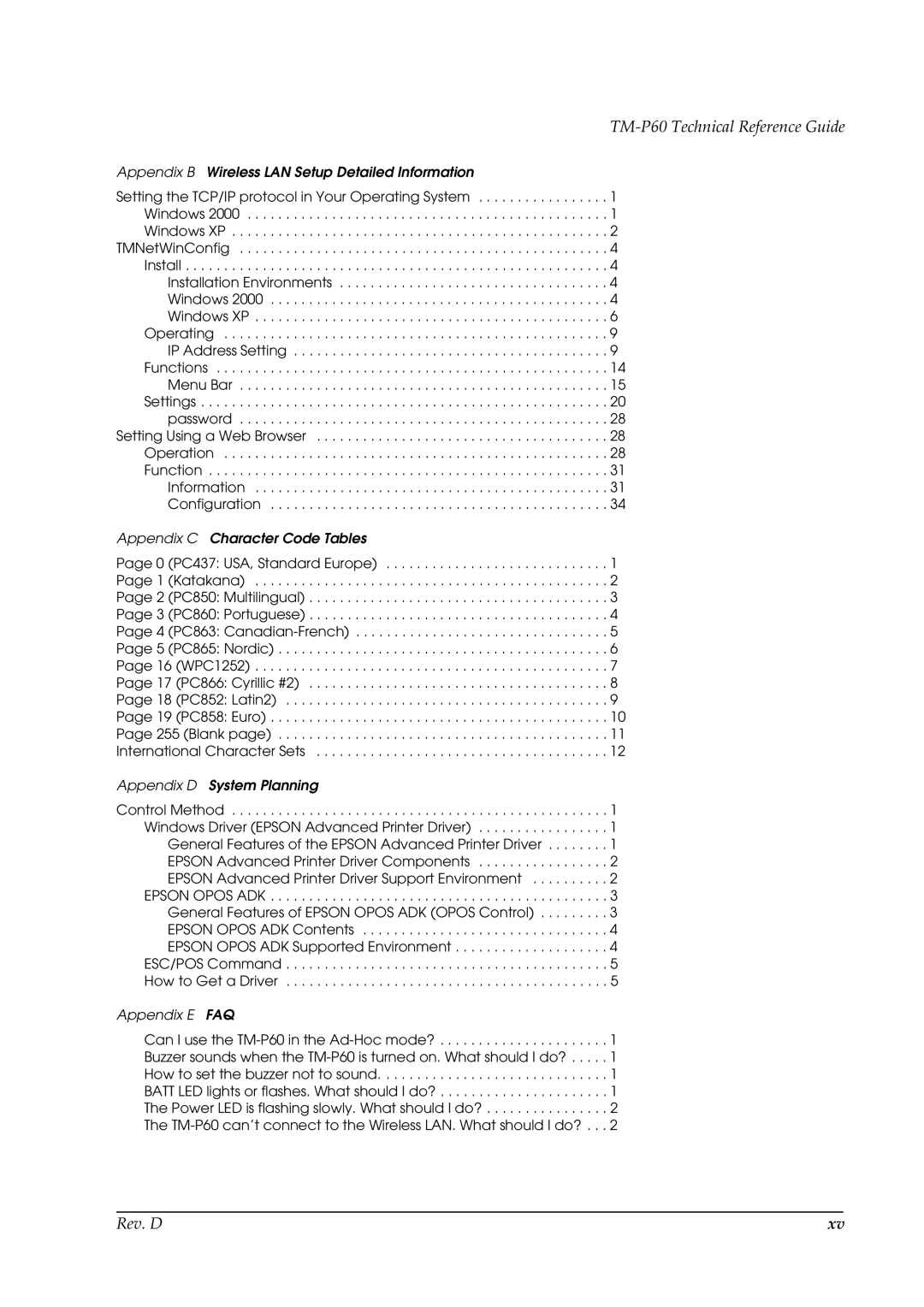 Epson TM-P60 manual Appendix B Wireless LAN Setup Detailed Information 