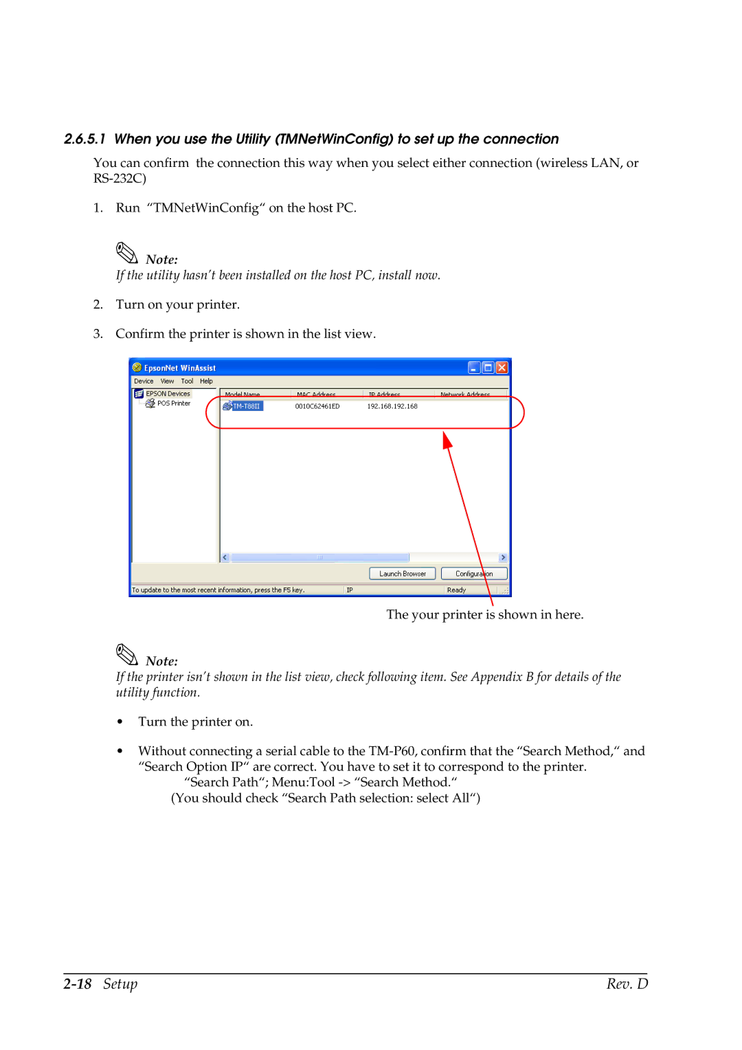 Epson TM-P60 manual Setup Rev. D 