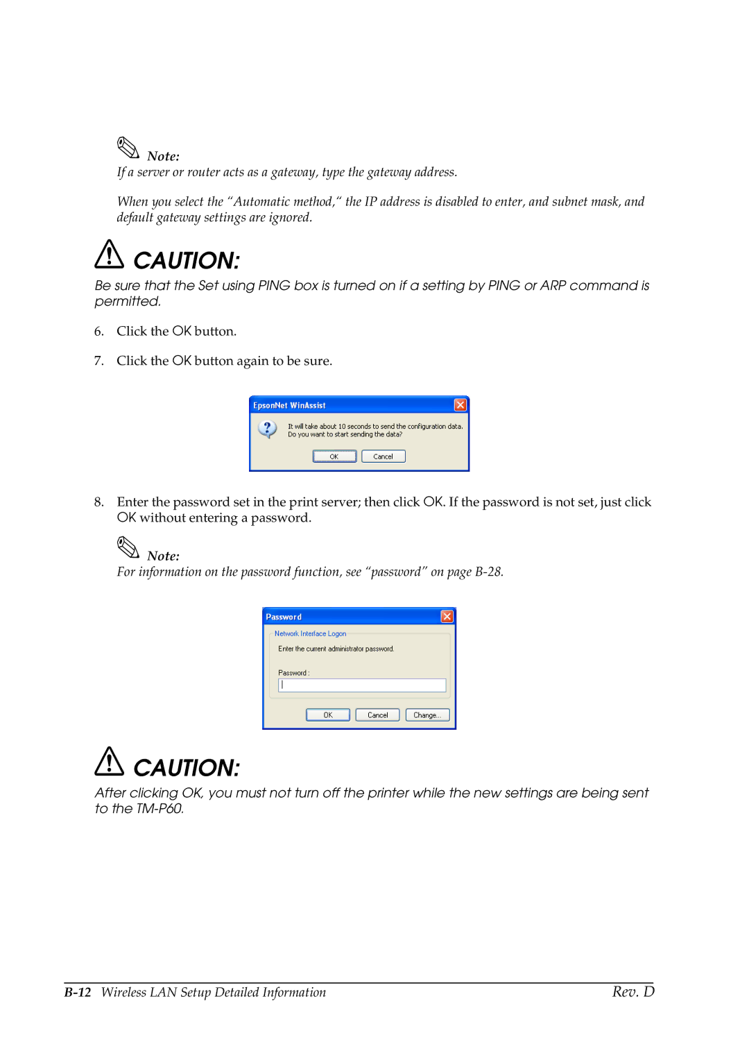 Epson TM-P60 manual 12Wireless LAN Setup Detailed Information 