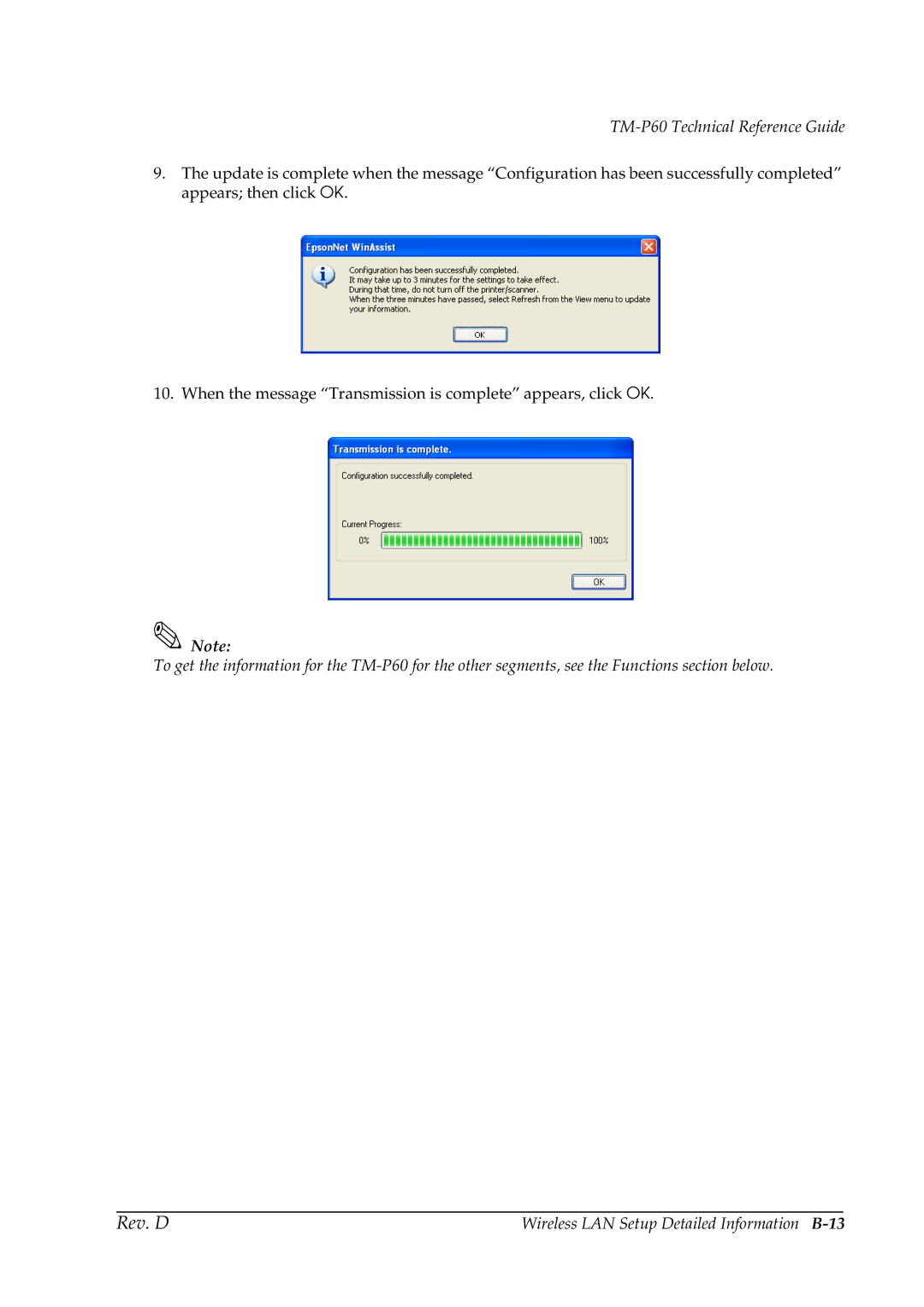 Epson TM-P60 manual Wireless LAN Setup Detailed Information B-13 