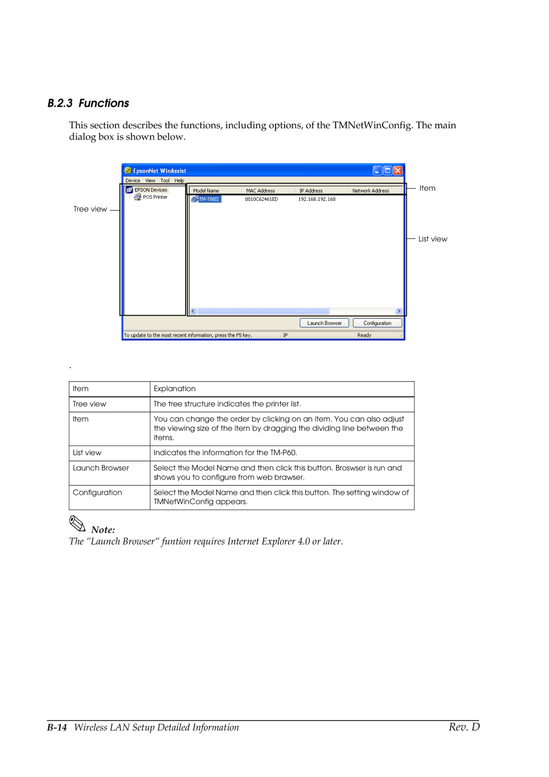 Epson TM-P60 manual Functions 