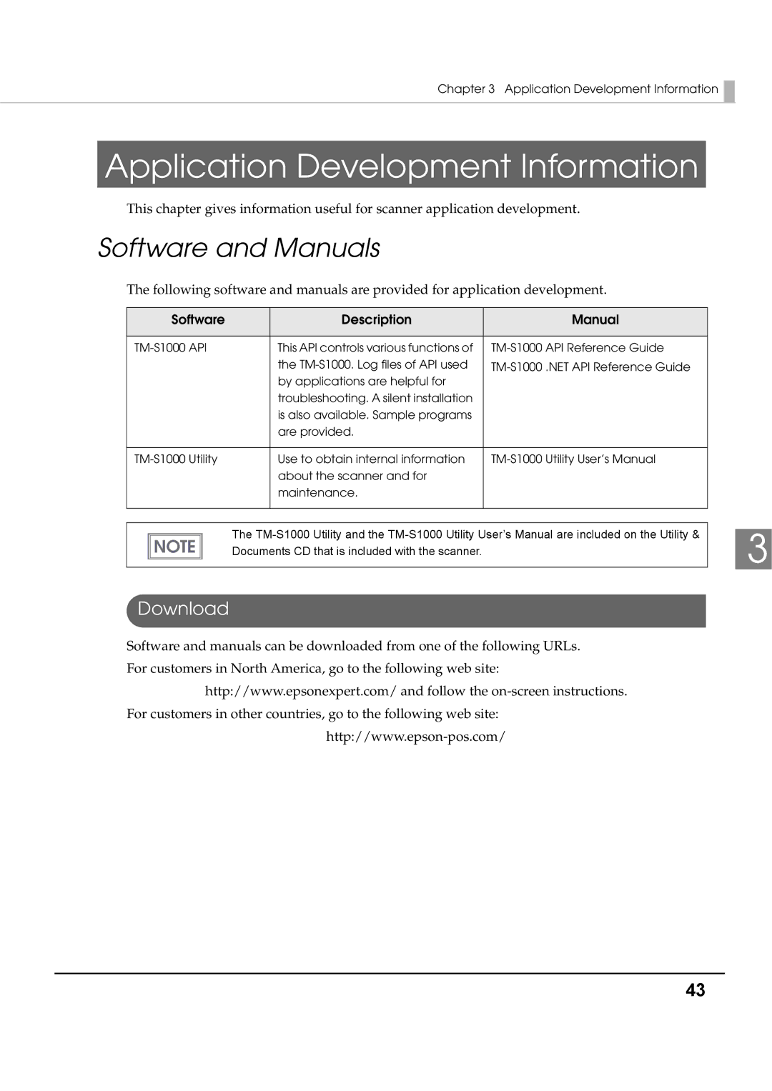 Epson TM-S1000 specifications Software and Manuals, Download, Software Description Manual 