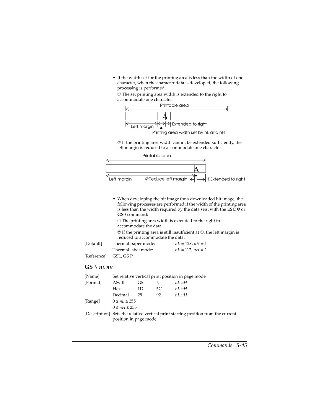 Epson TM-T85P manual GS \ nL nH 