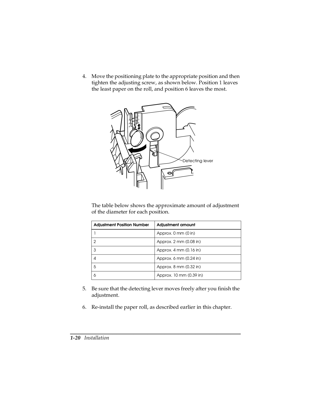 Epson TM-T85P manual 20Installation 