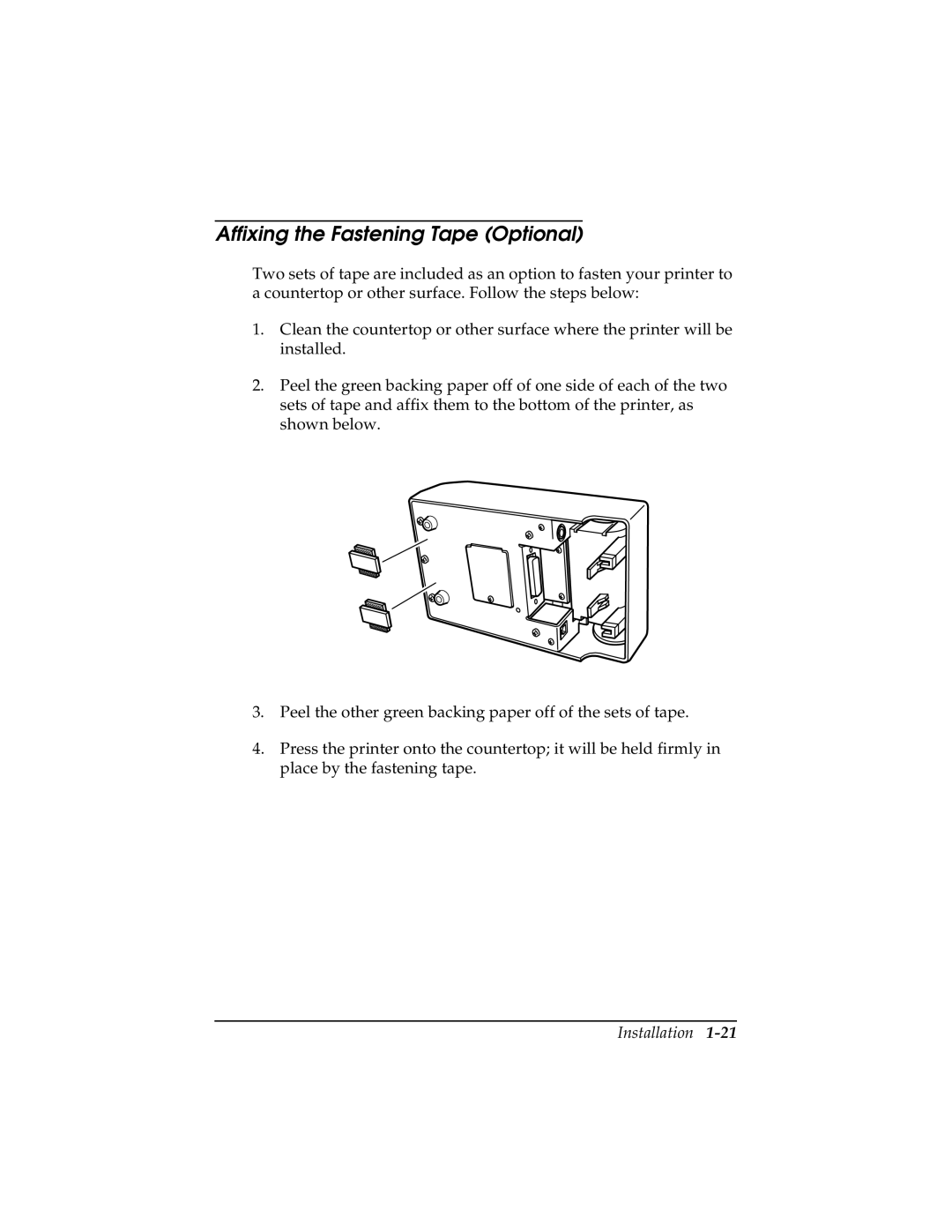 Epson TM-T85P manual Affixing the Fastening Tape Optional 