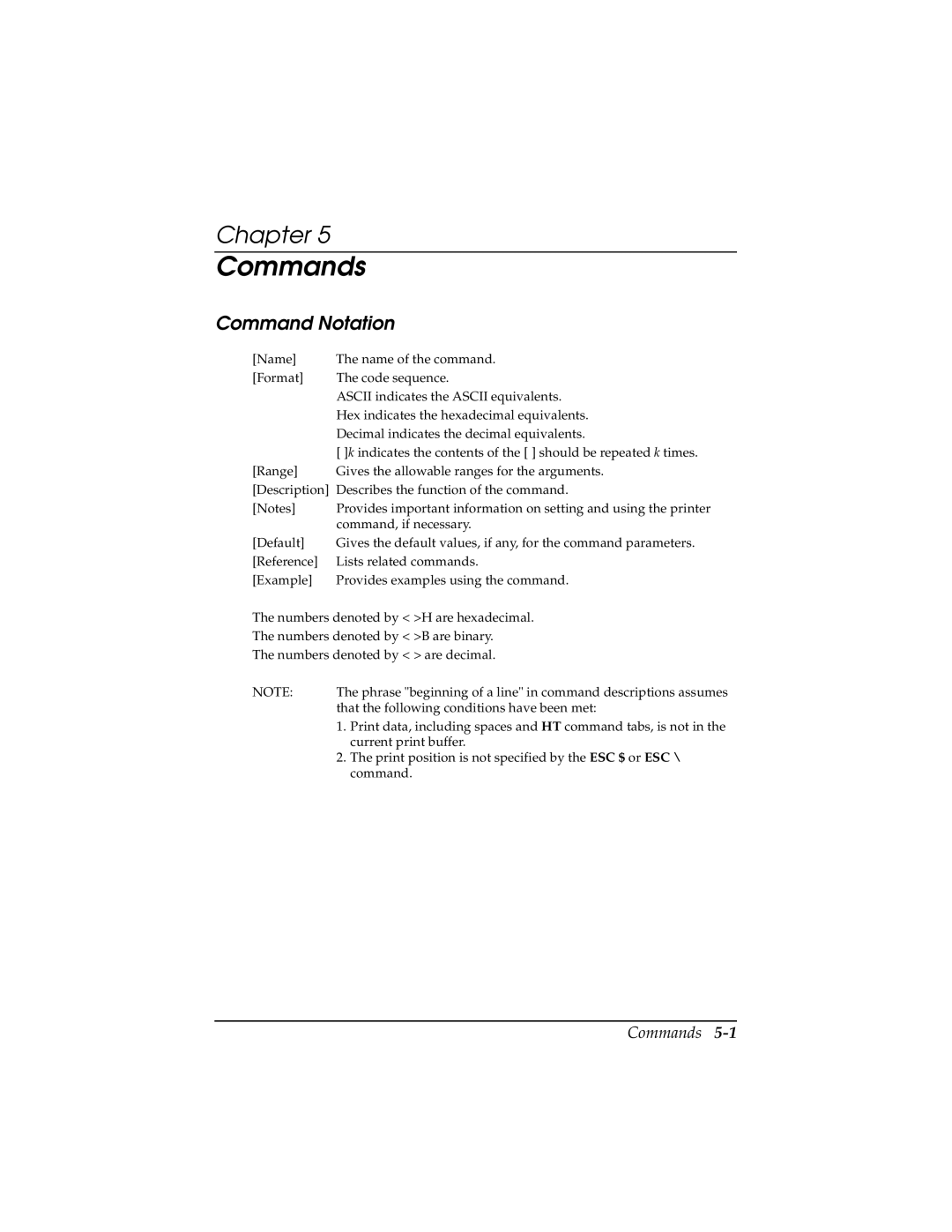 Epson TM-T85P manual Command Notation, Commands 