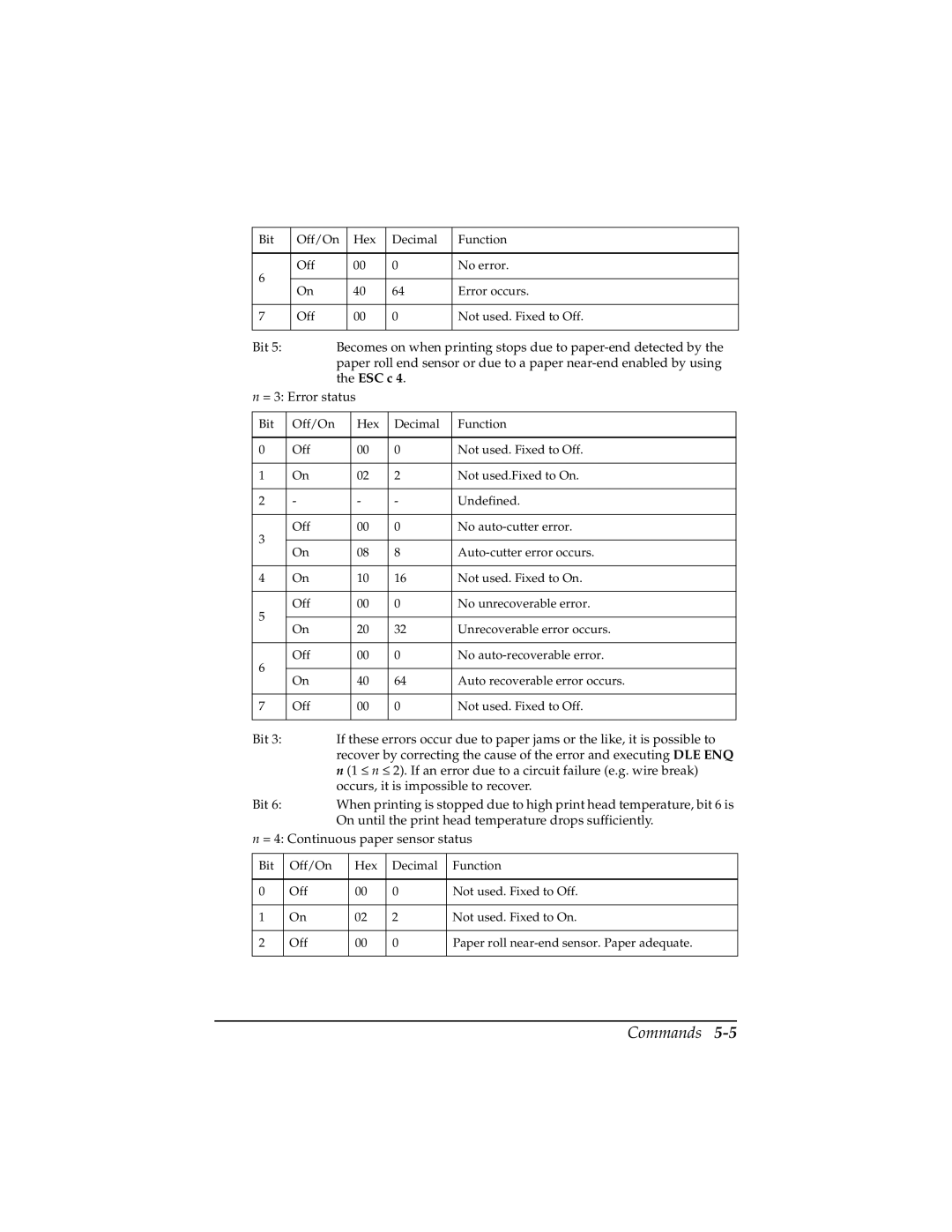 Epson TM-T85P manual ESC c 