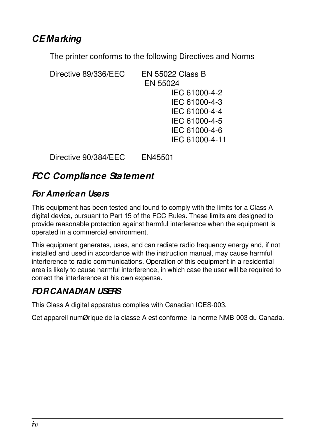 Epson TM-T88II user manual CE Marking, FCC Compliance Statement, For American Users 