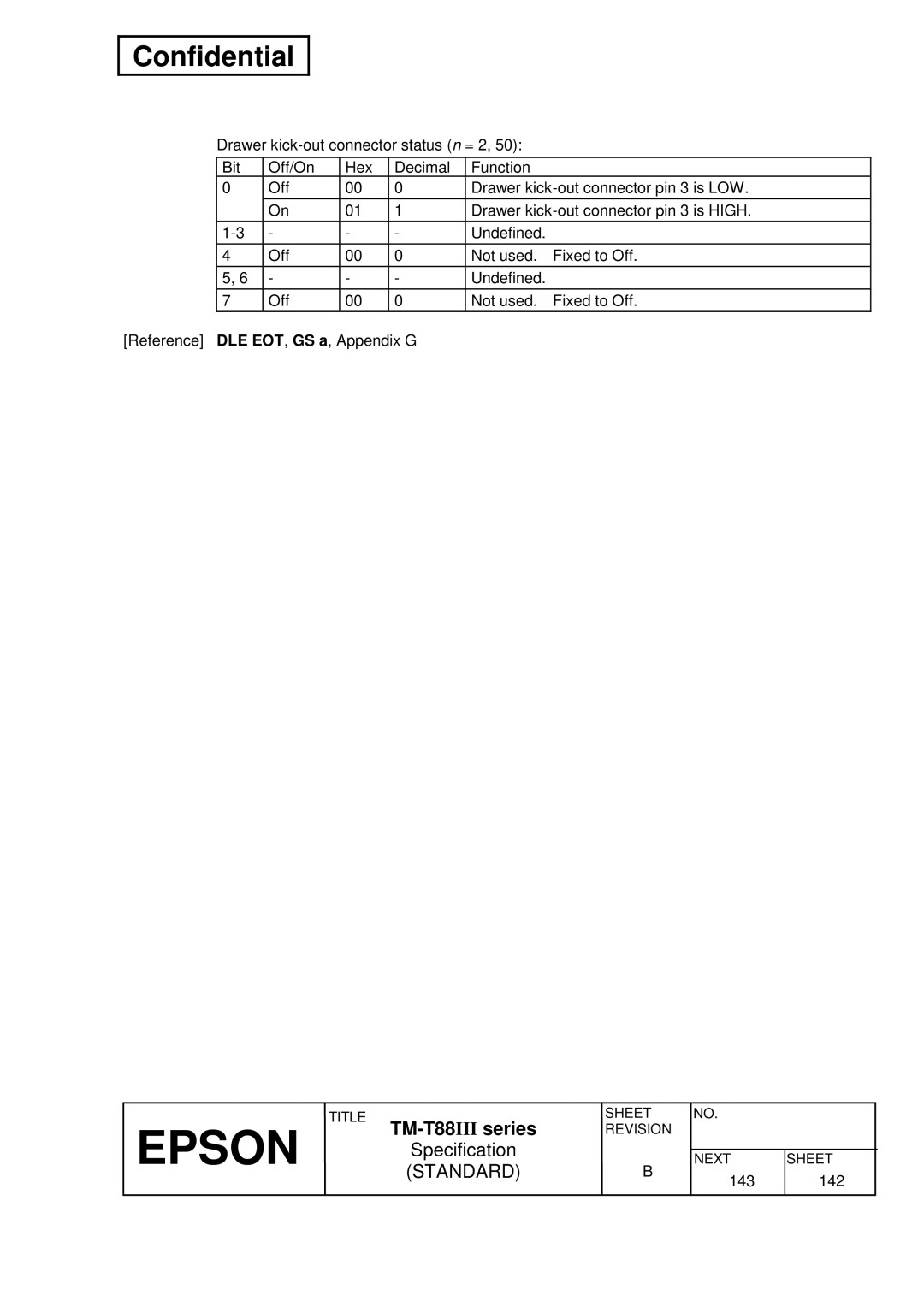 Epson TM-T88III Series specifications 143 142 