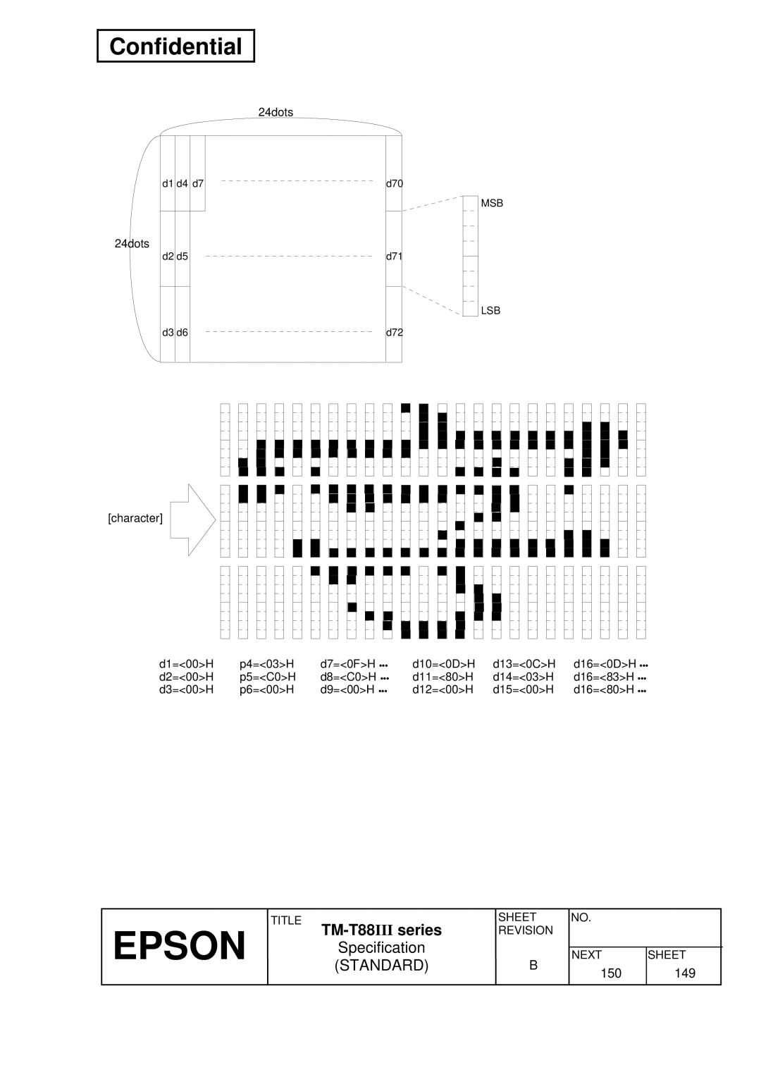 Epson TM-T88III Series specifications 150 149 