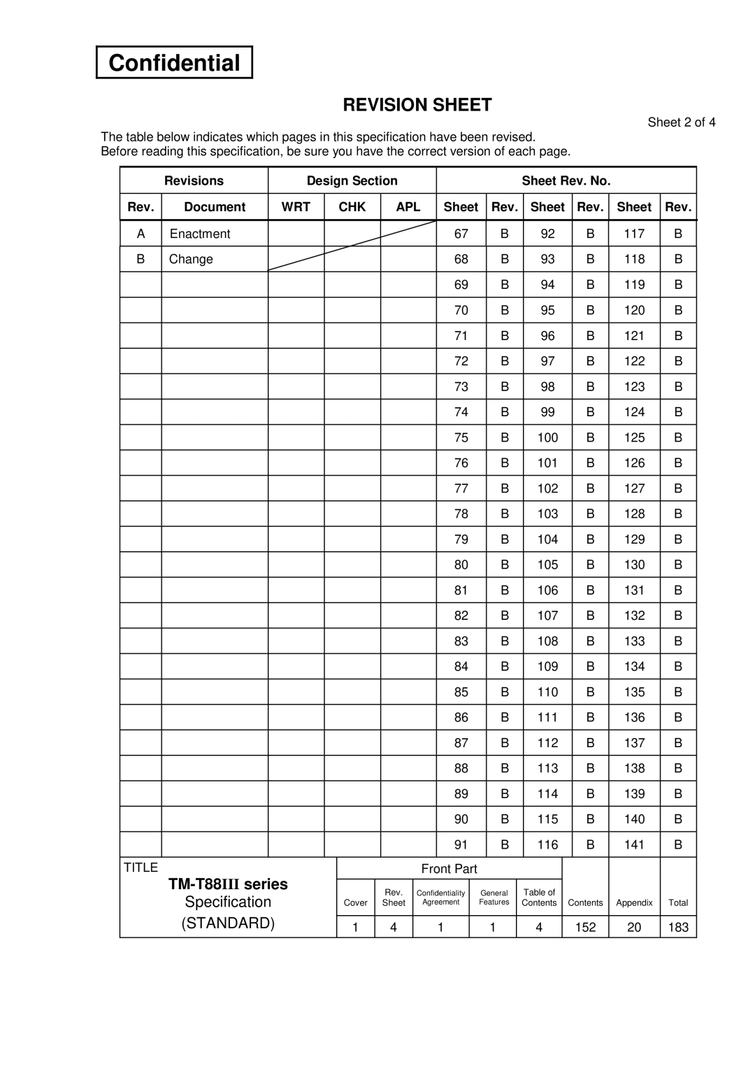 Epson TM-T88III Series specifications Confidential 