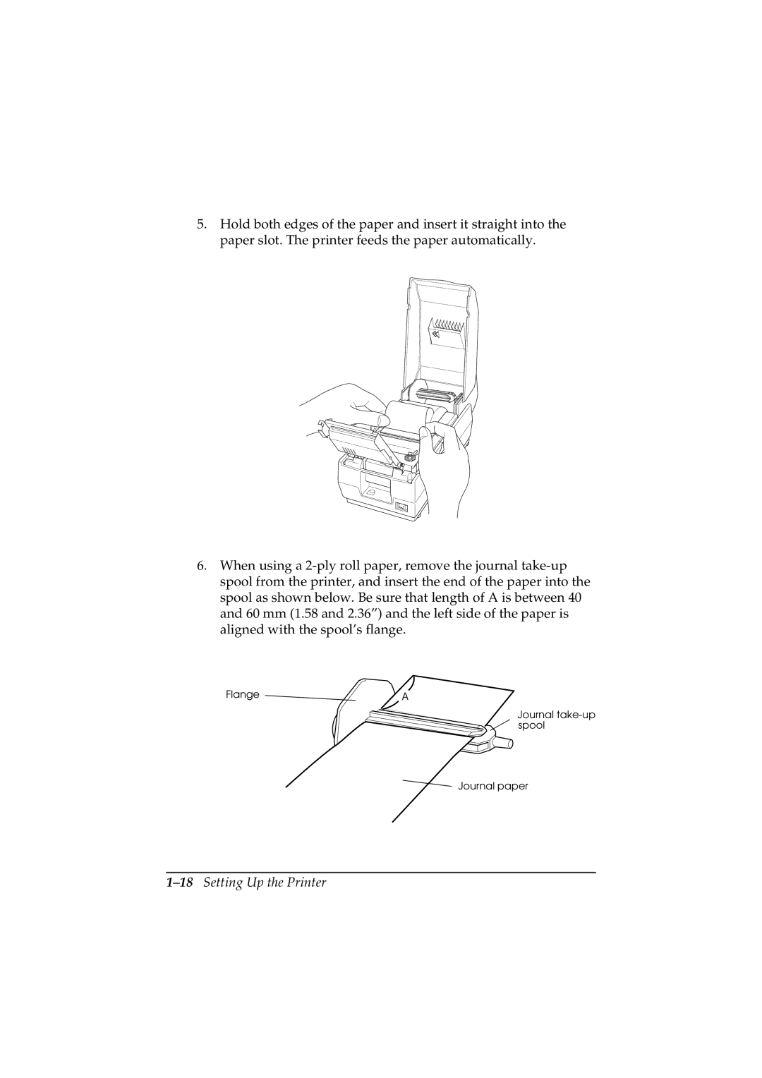 Epson TM-U200 manual 18Setting Up the Printer 