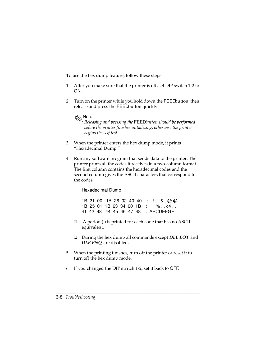 Epson TM-U200 manual Abcdefgh, 8Troubleshooting 