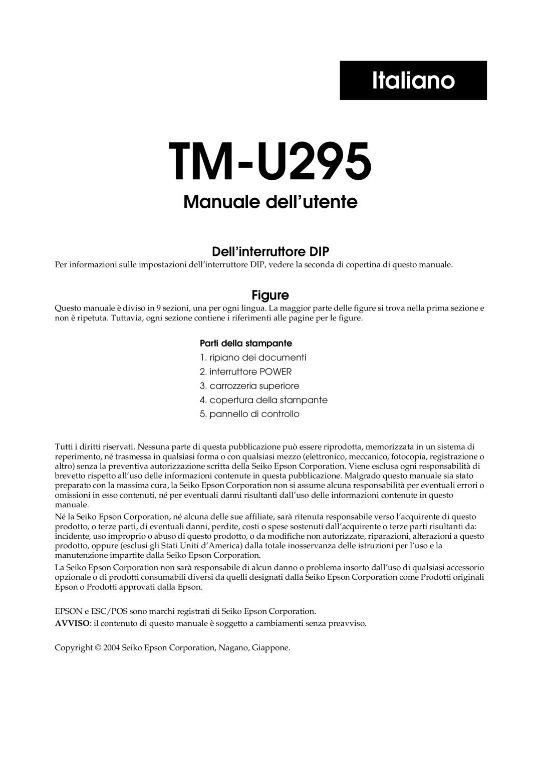 Epson TM-U295 user manual Italiano 