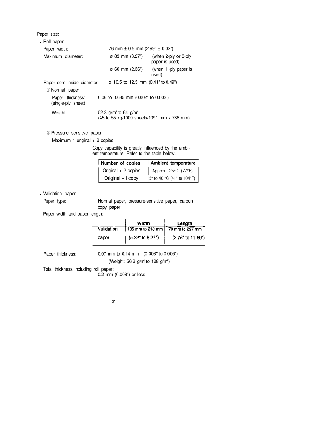 Epson TM-U300C, TM-U300PD, TM-U300D, TM-U300PC manual Number of copies 1Ambient temperature 