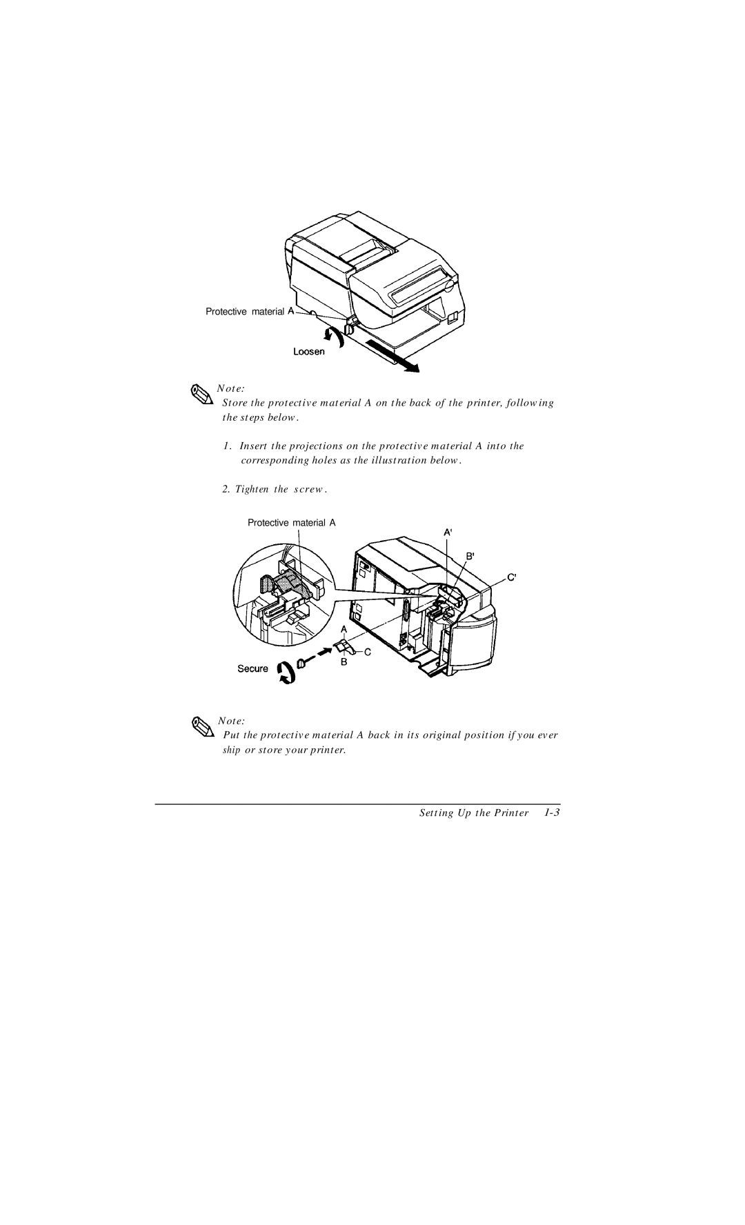 Epson TM-U375 user manual Protective material 