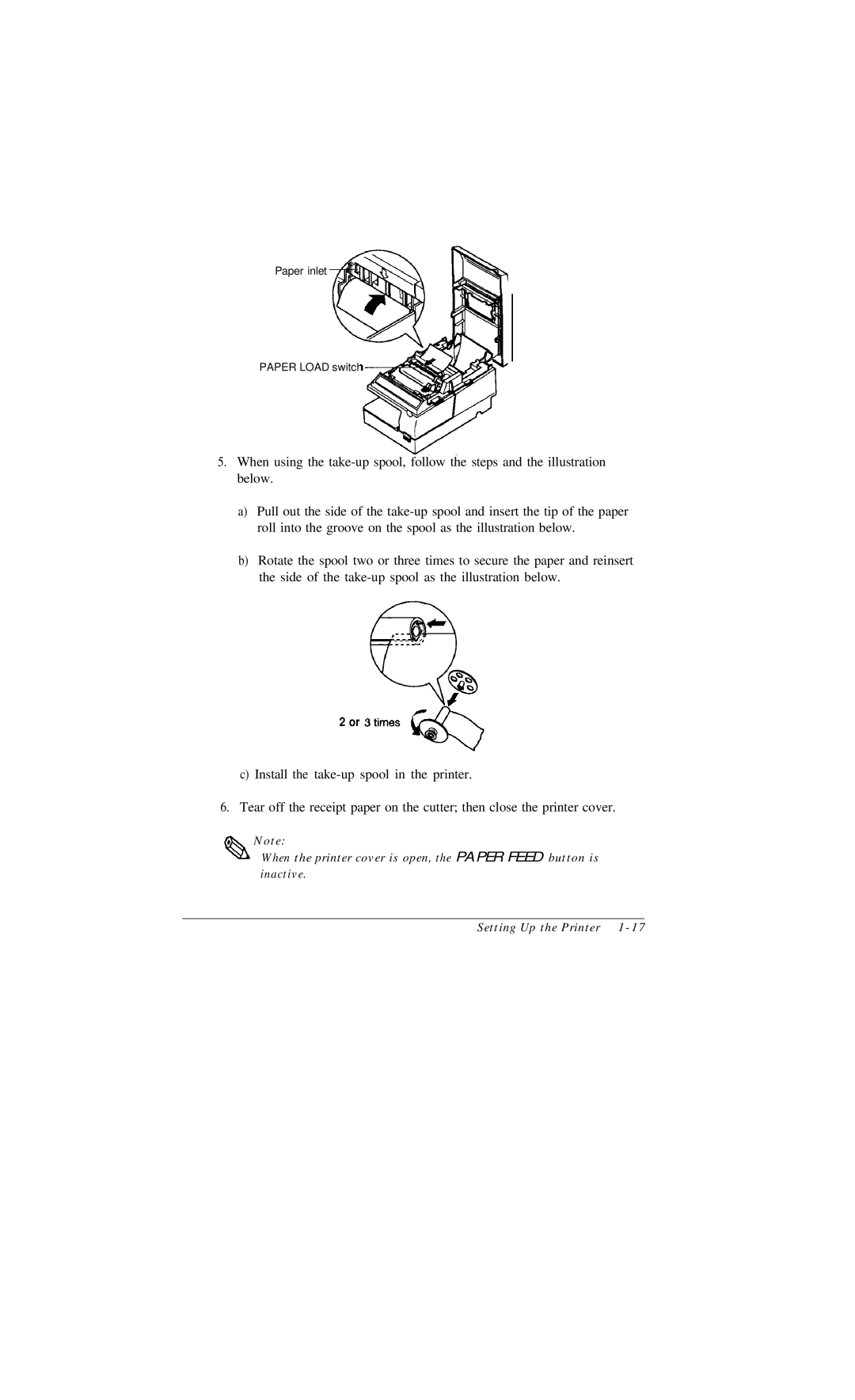 Epson TM-U375 user manual Paper inlet Paper Load switch 