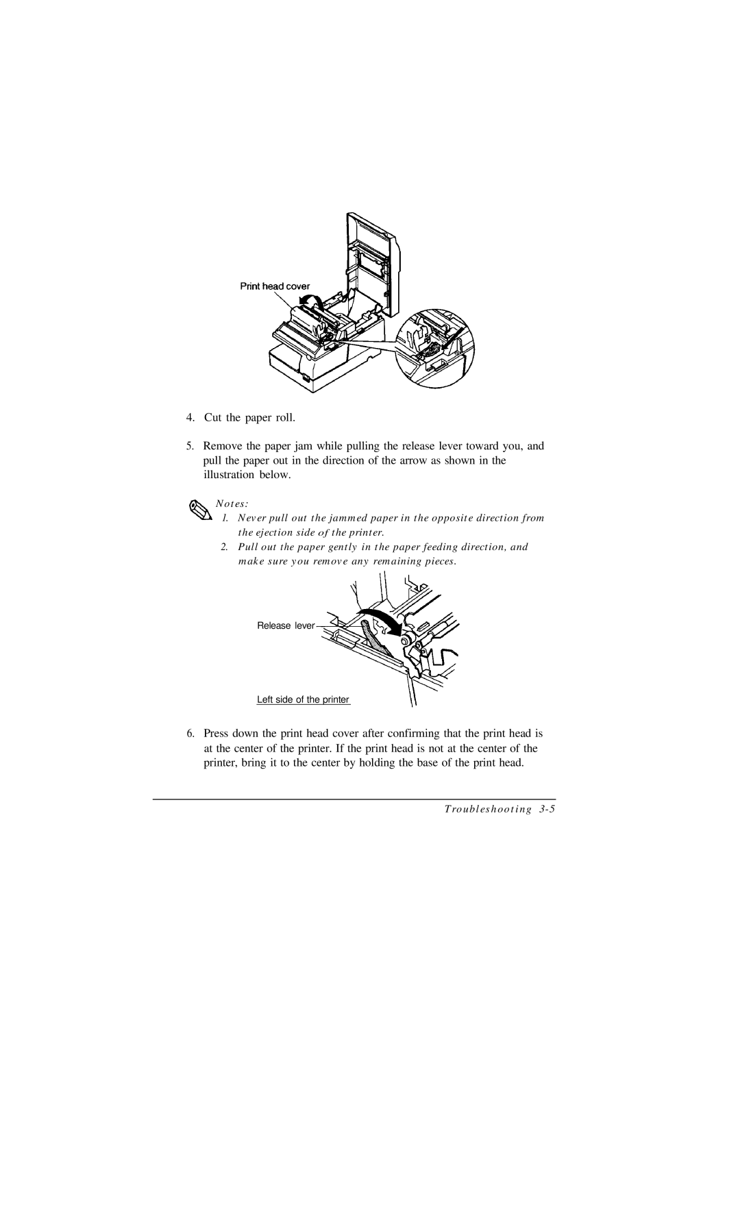 Epson TM-U375 user manual Release lever Left side of the printer 