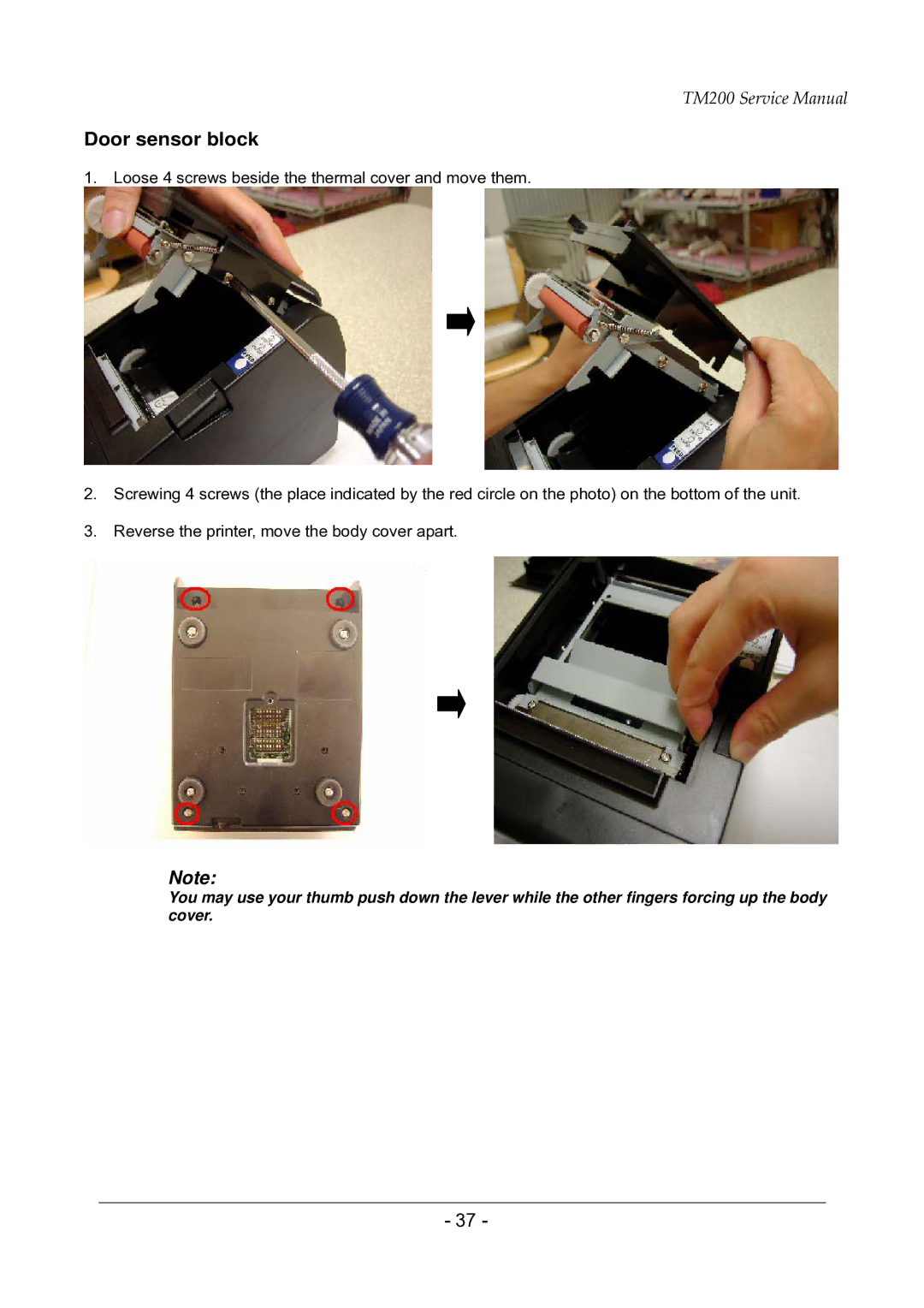 Epson TM200 service manual Door sensor block 