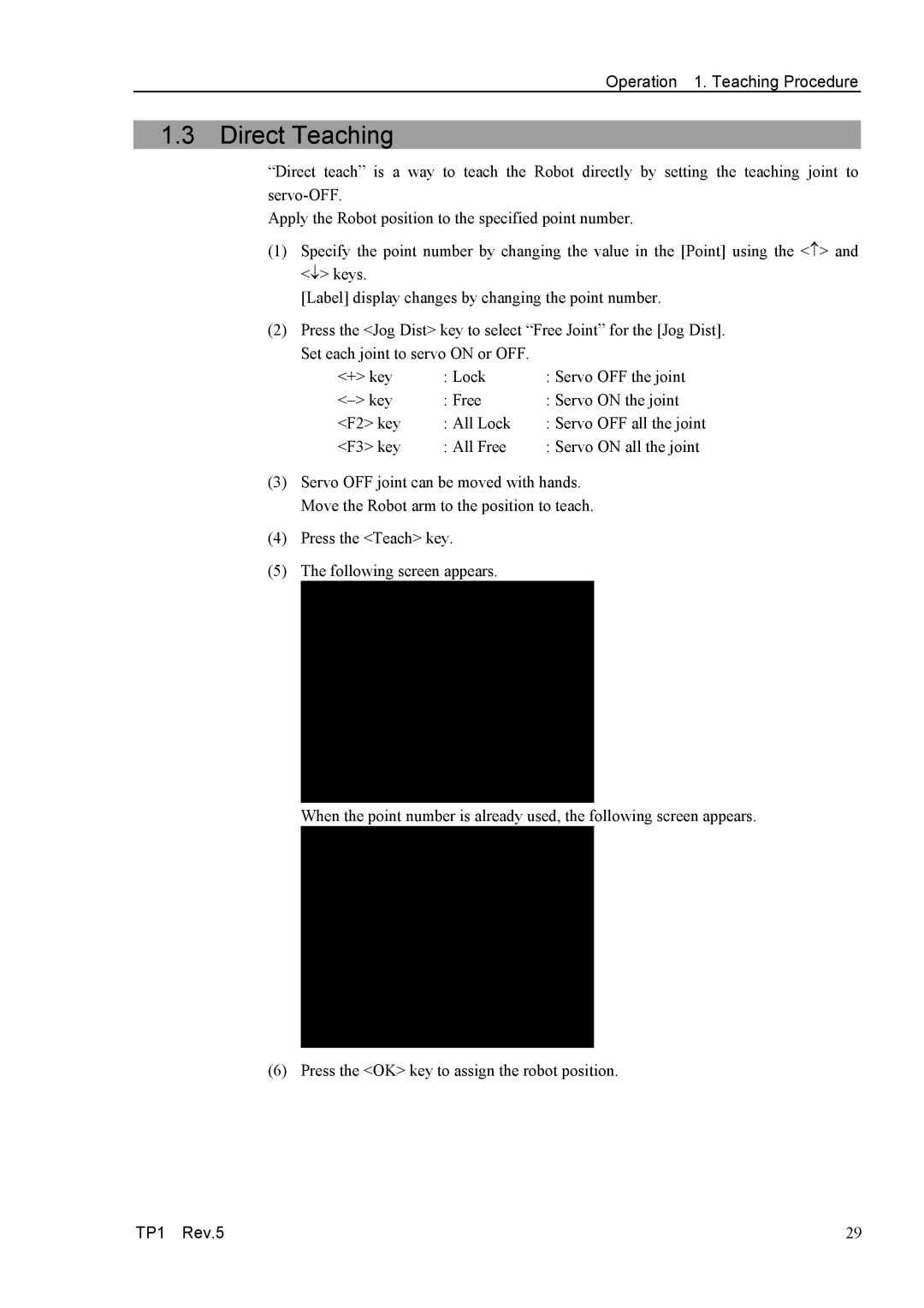 Epson TP1 manual Direct Teaching 