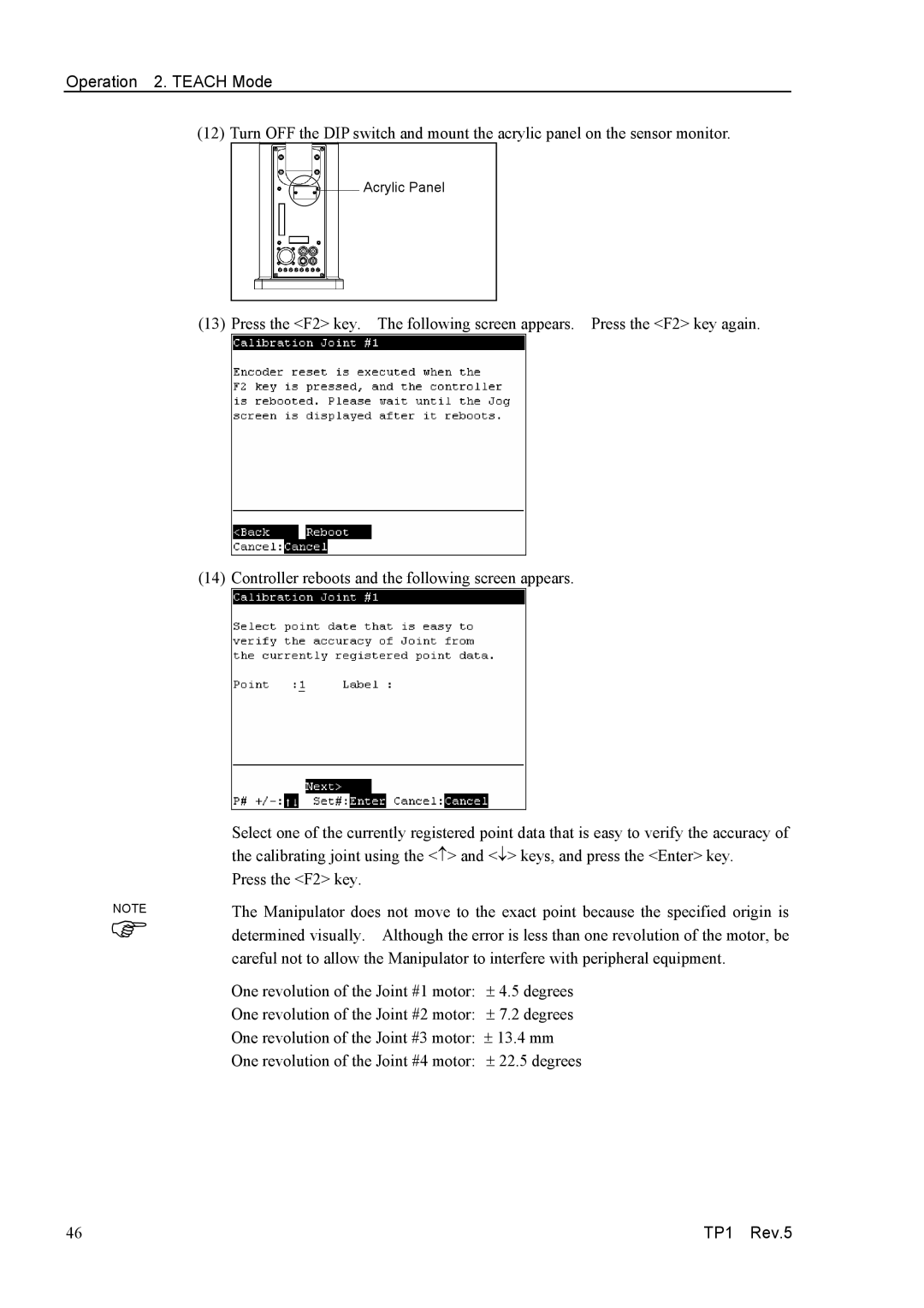 Epson TP1 manual Operation 2. Teach Mode 