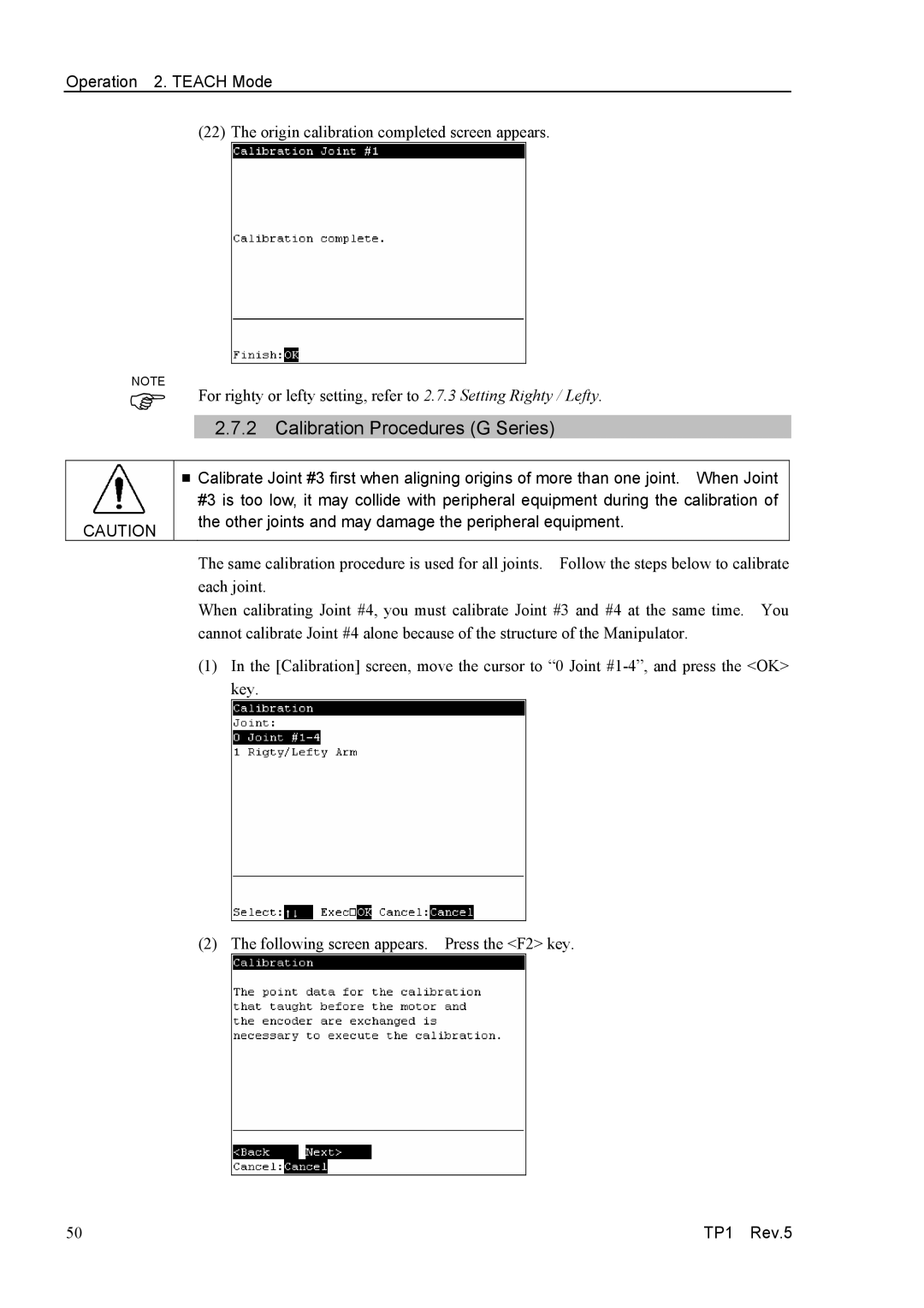 Epson TP1 manual 2Calibration Procedures G SeriesNOTE 