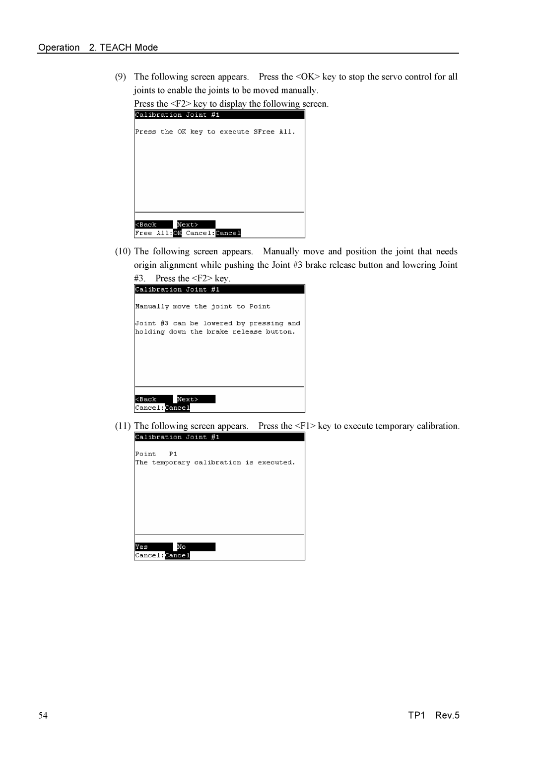 Epson TP1 manual Operation 2. Teach Mode 