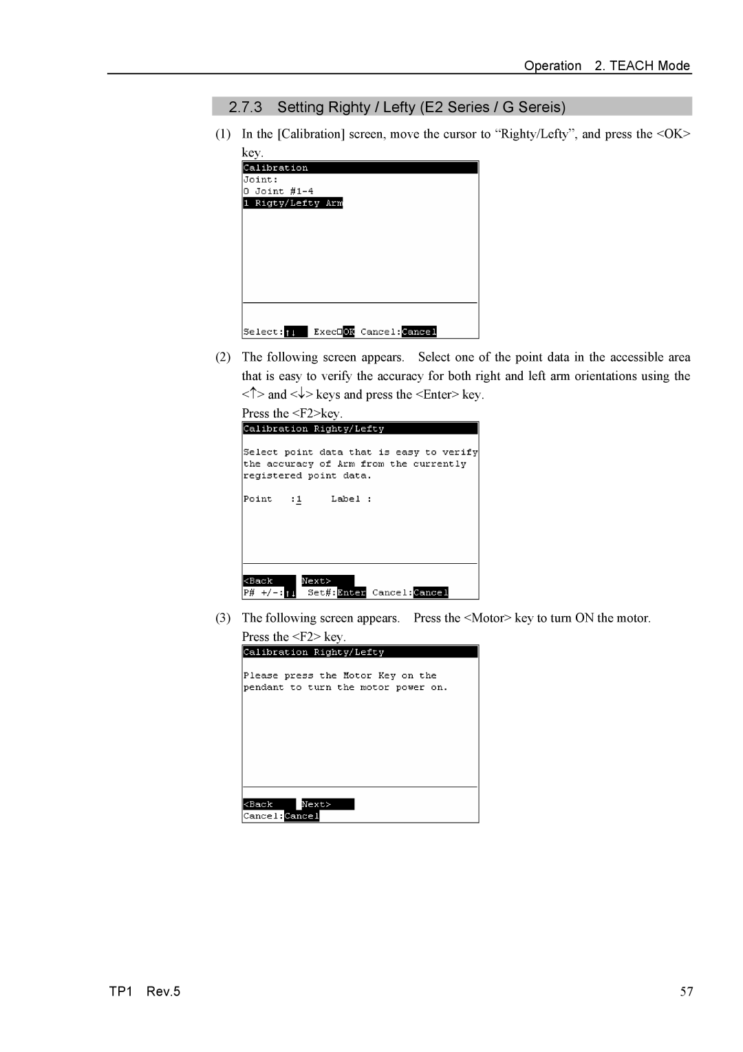 Epson TP1 manual Setting Righty / Lefty E2 Series / G Sereis 