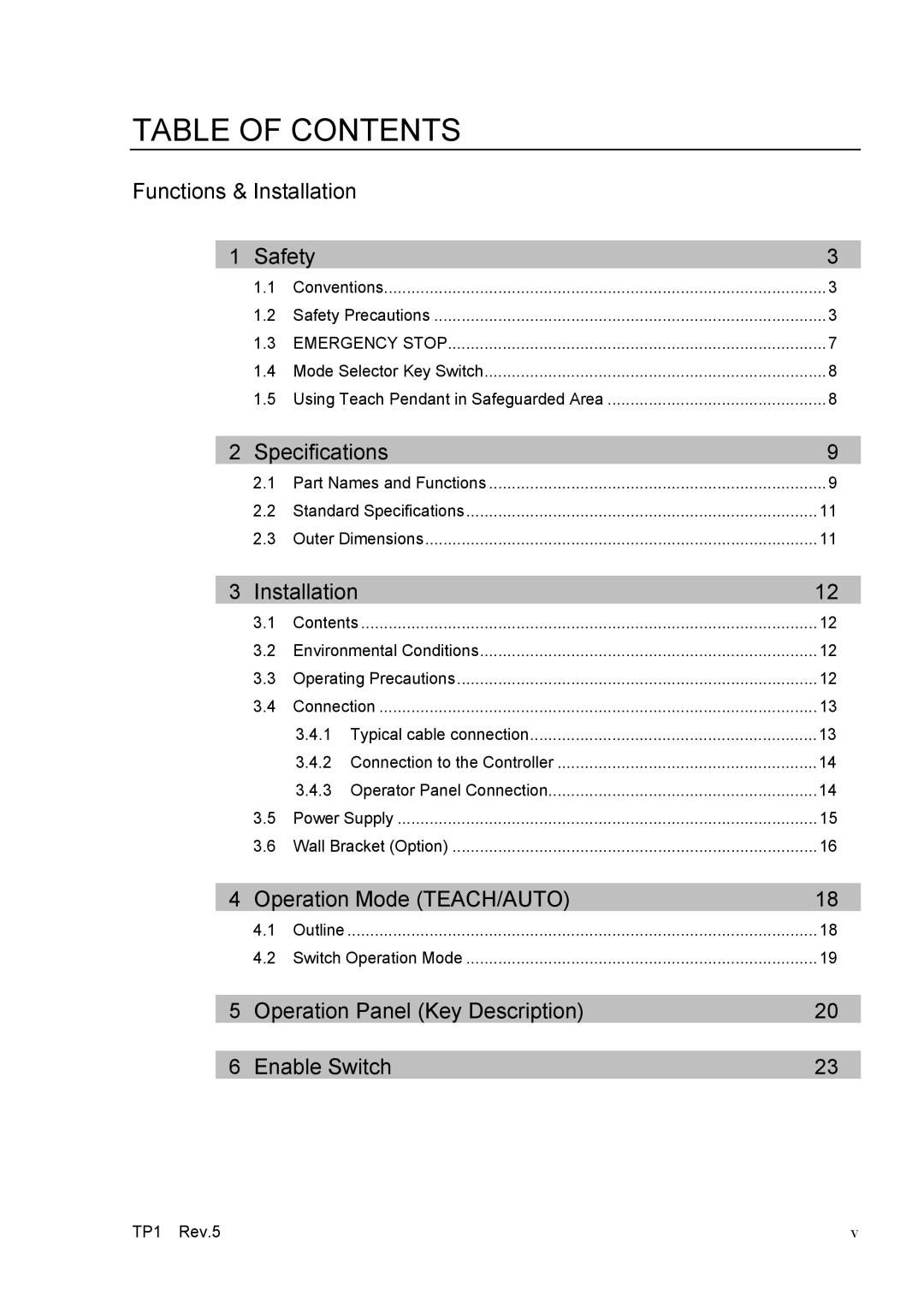 Epson TP1 manual Table of Contents 