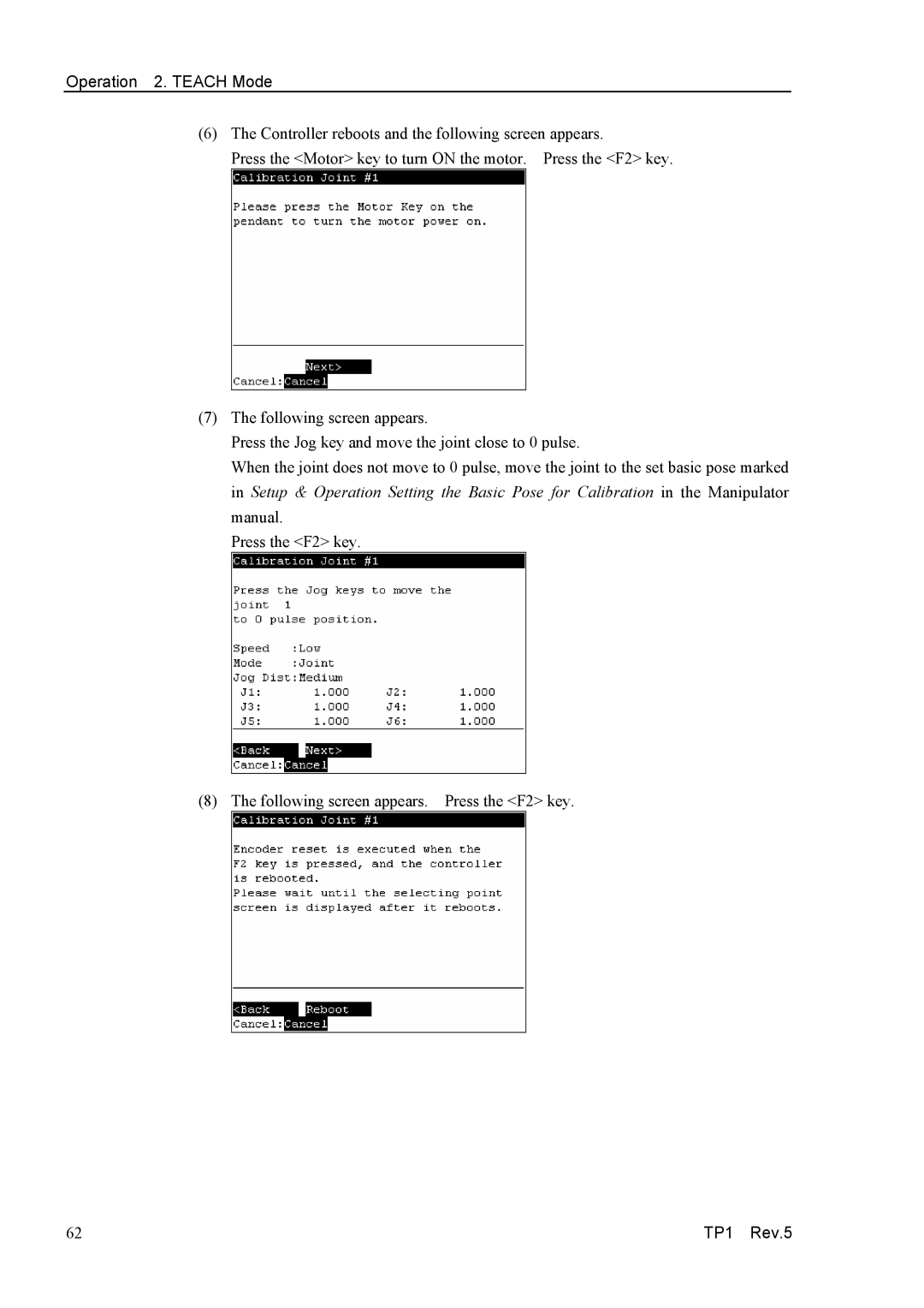 Epson TP1 manual Operation 2. Teach Mode 