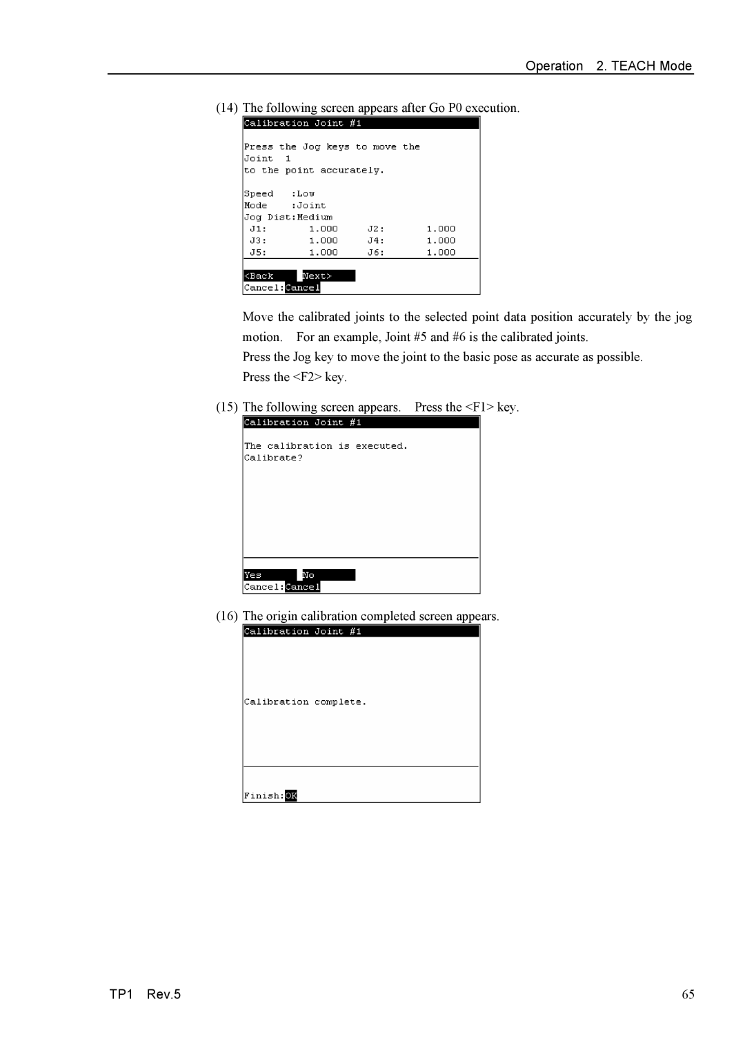 Epson TP1 manual Operation 2. Teach Mode 