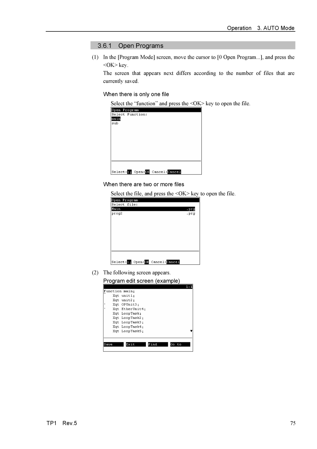 Epson TP1 manual Open Programs, When there is only one file, When there are two or more files 