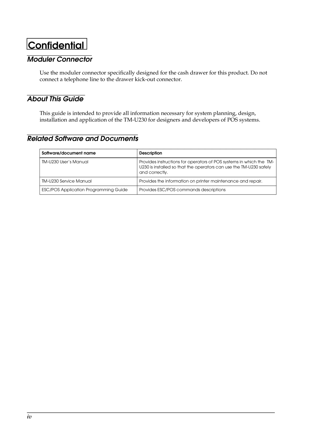 Epson U230 manual Moduler Connector, About This Guide, Related Software and Documents 