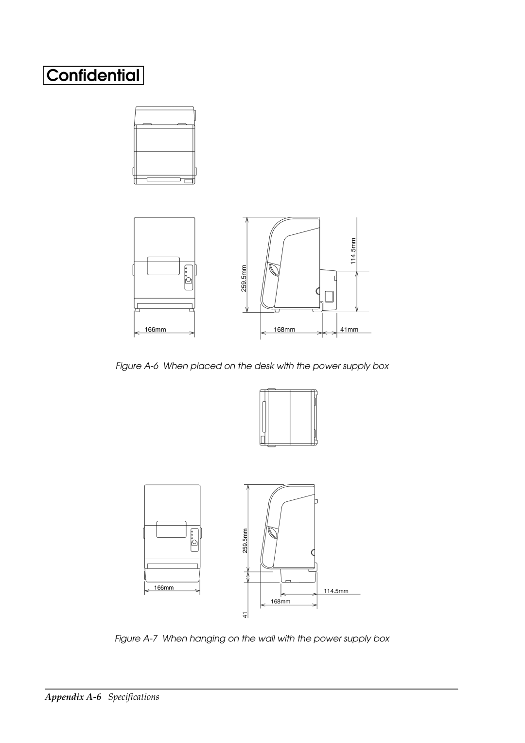 Epson U230 manual Appendix A-6Specifications 