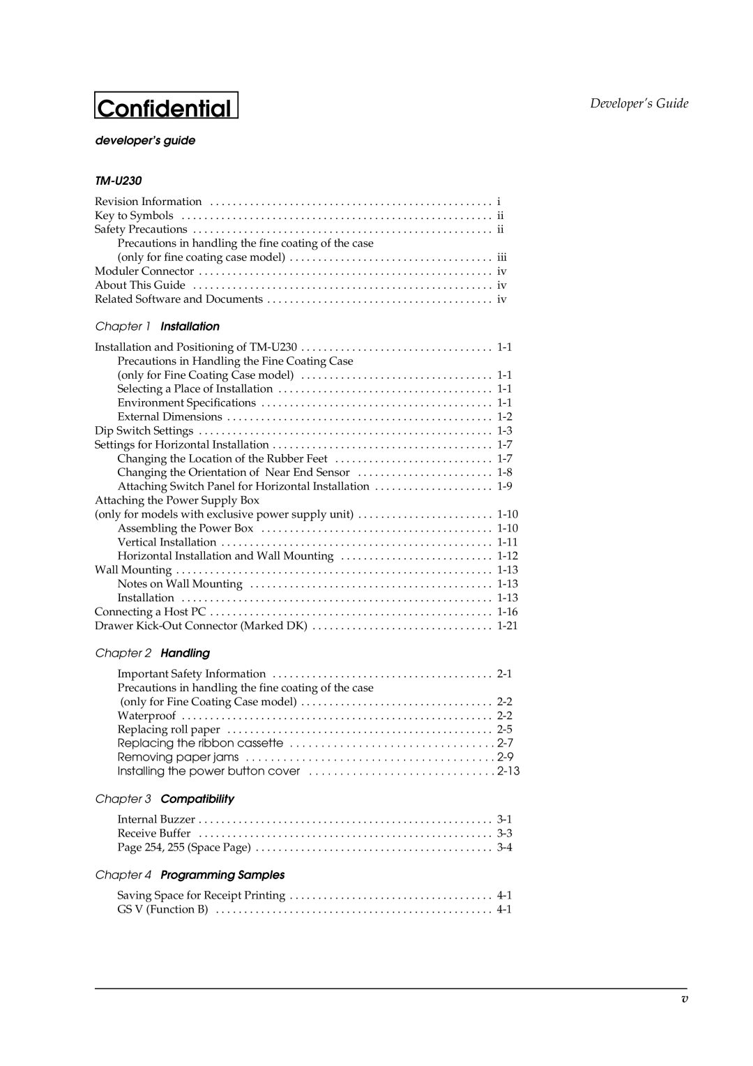 Epson U230 manual Developer’s Guide 