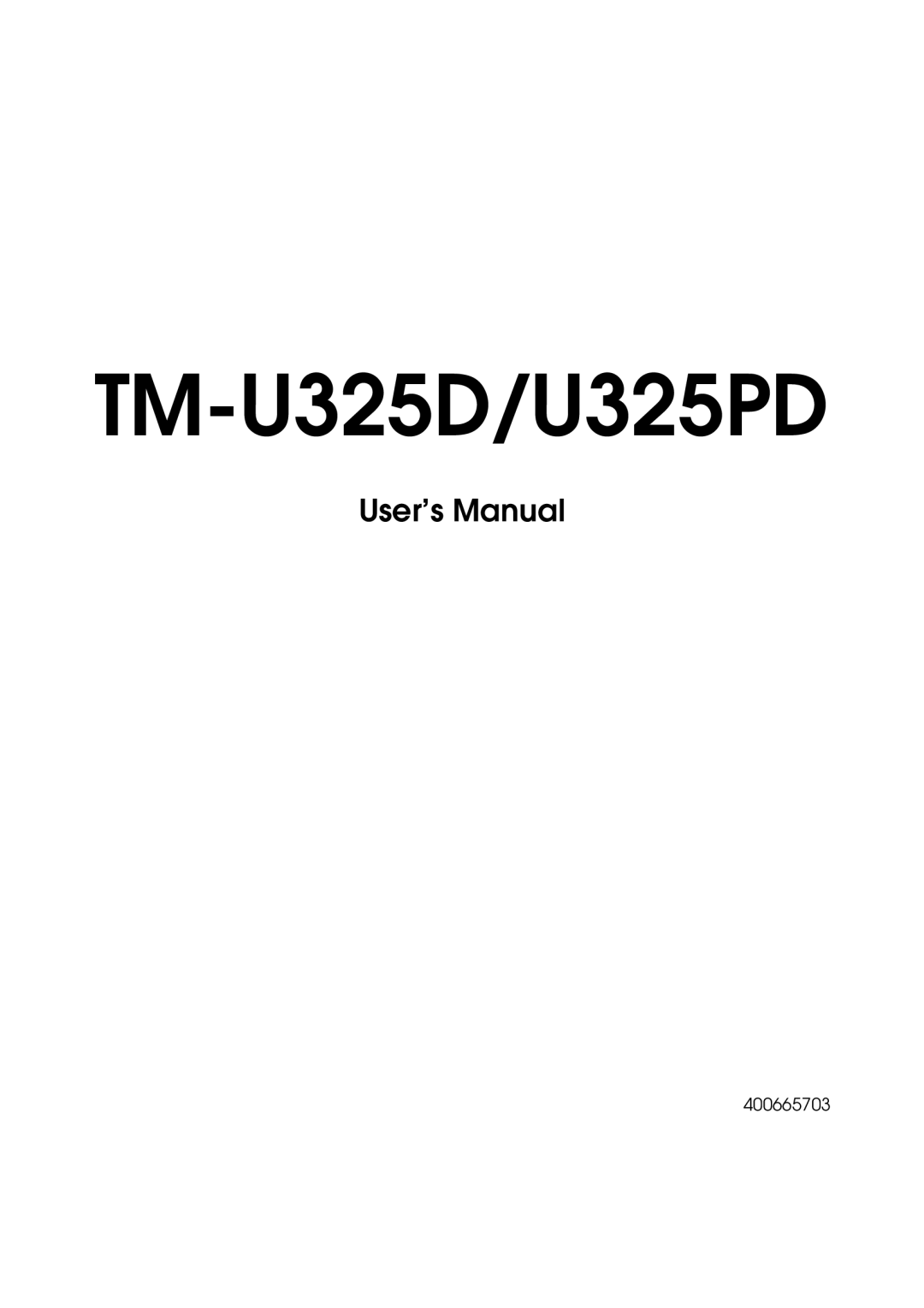 Epson user manual TM-U325D/U325PD 