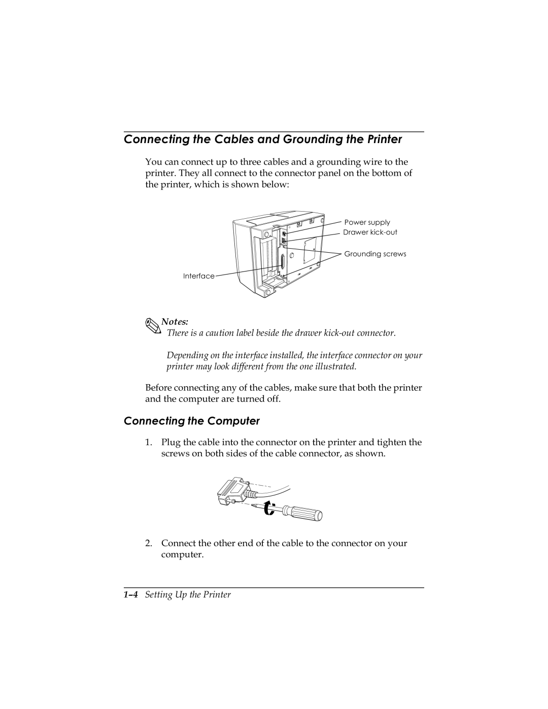 Epson U325D, U325PD user manual Rqqhfwlqjwkh&Rpsxwhu, 1RWHV, Dqgwkhfrpsxwhuduhwxuqhgrii, Frpsxwhu ¥6HWWLQJ8SWKH3ULQWHU 