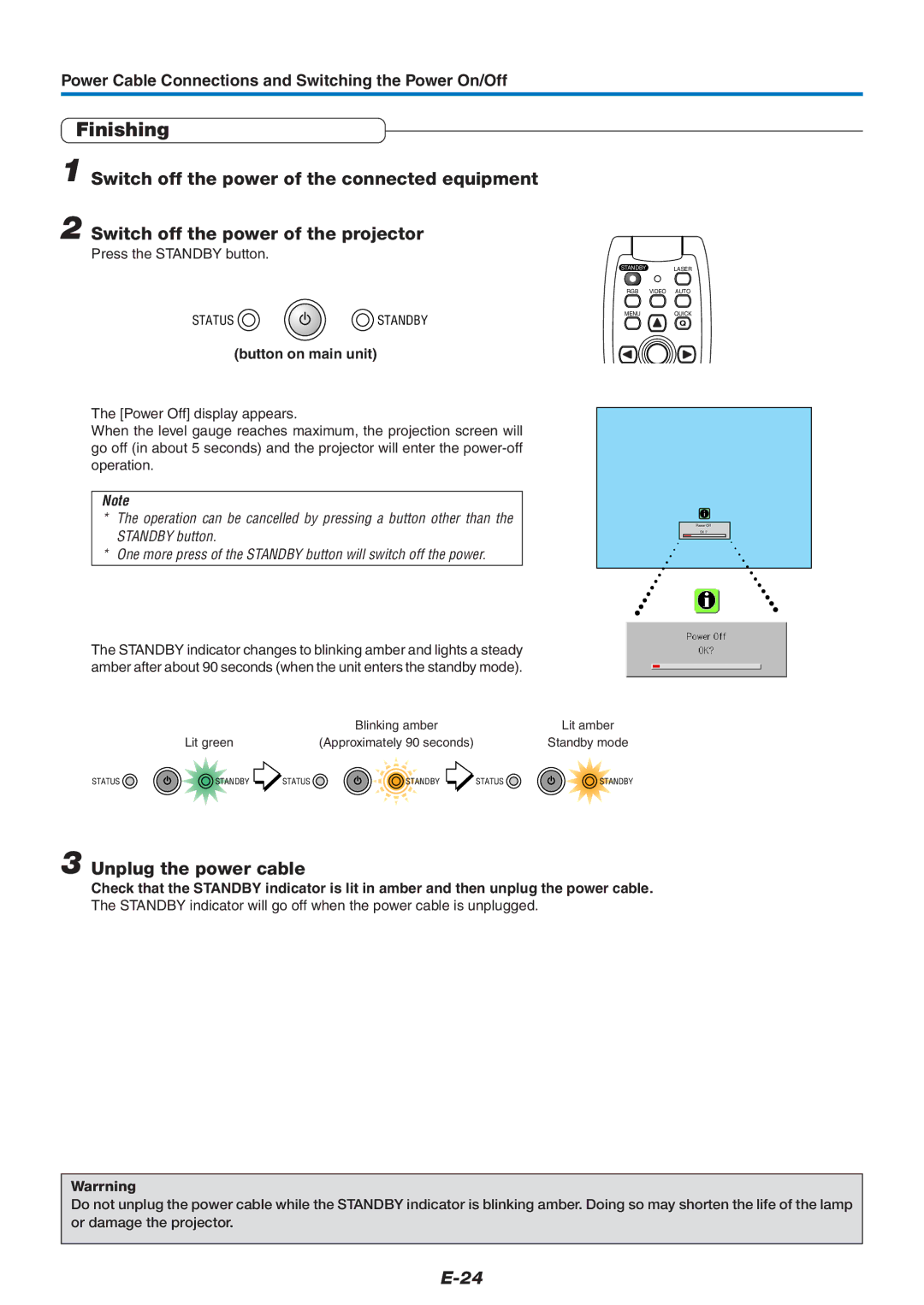 Epson U7-137, U7-132 user manual Finishing, Unplug the power cable 