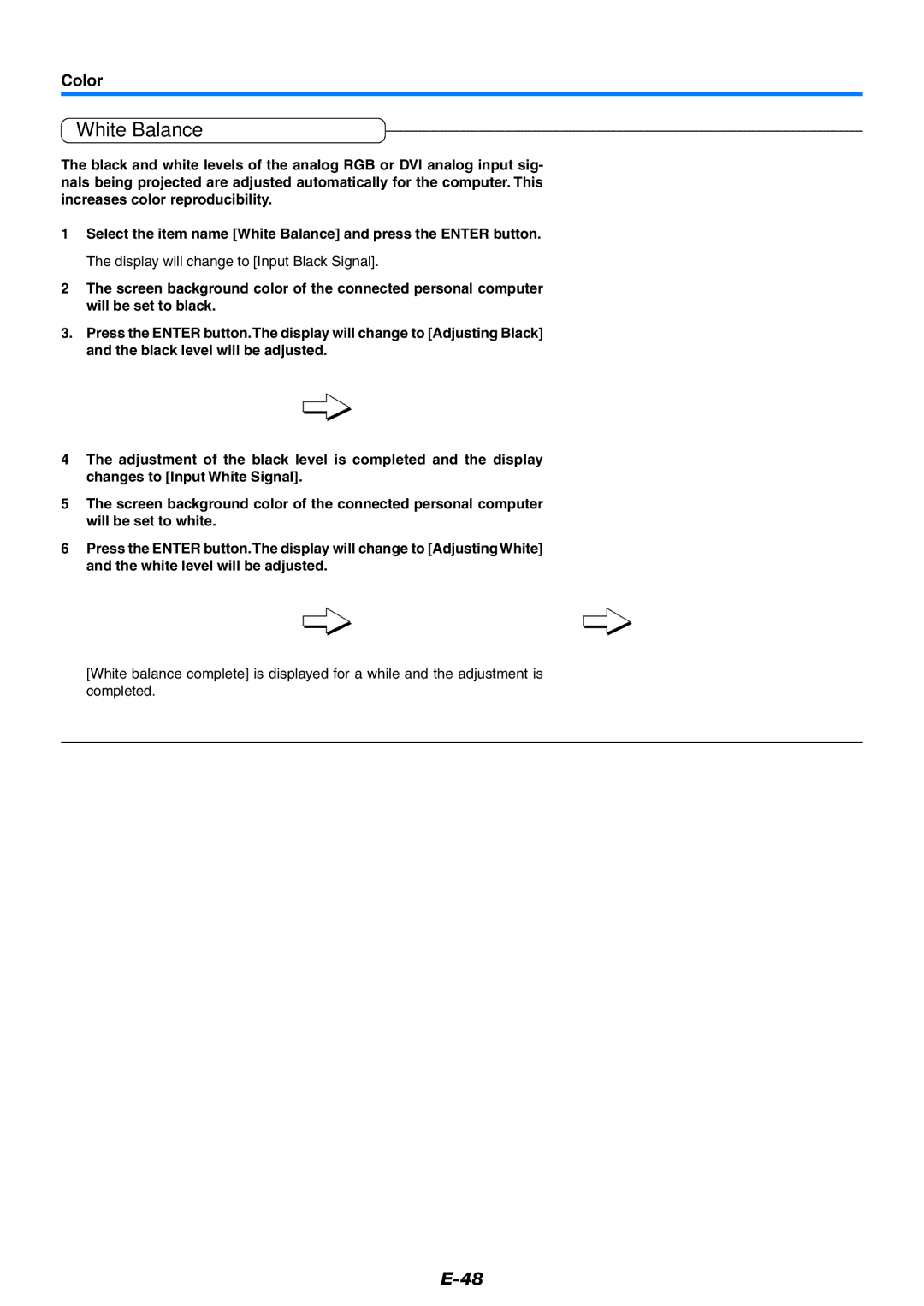 Epson U7-137, U7-132 user manual White Balance 