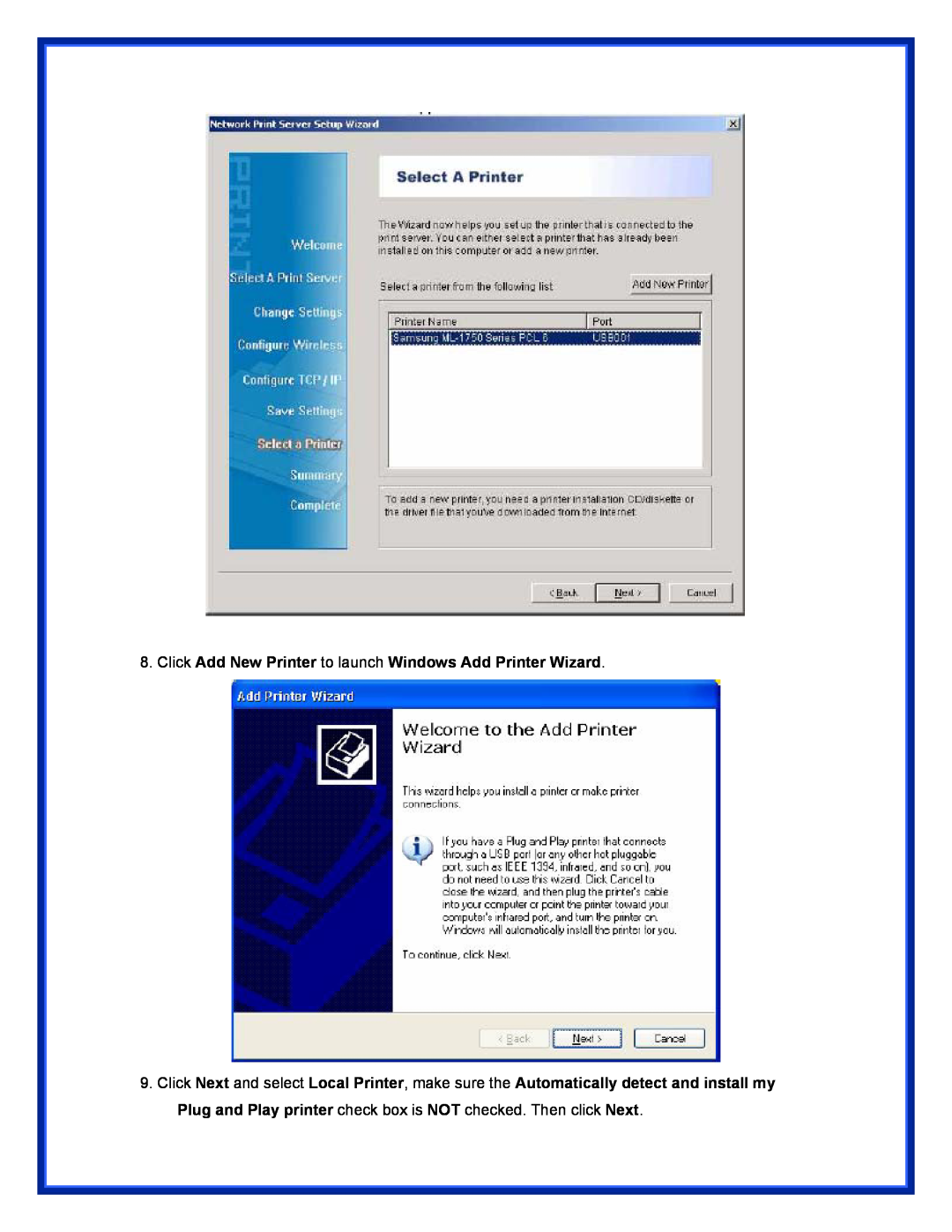 Epson (USB 2.0) user manual Click Add New Printer to launch Windows Add Printer Wizard 
