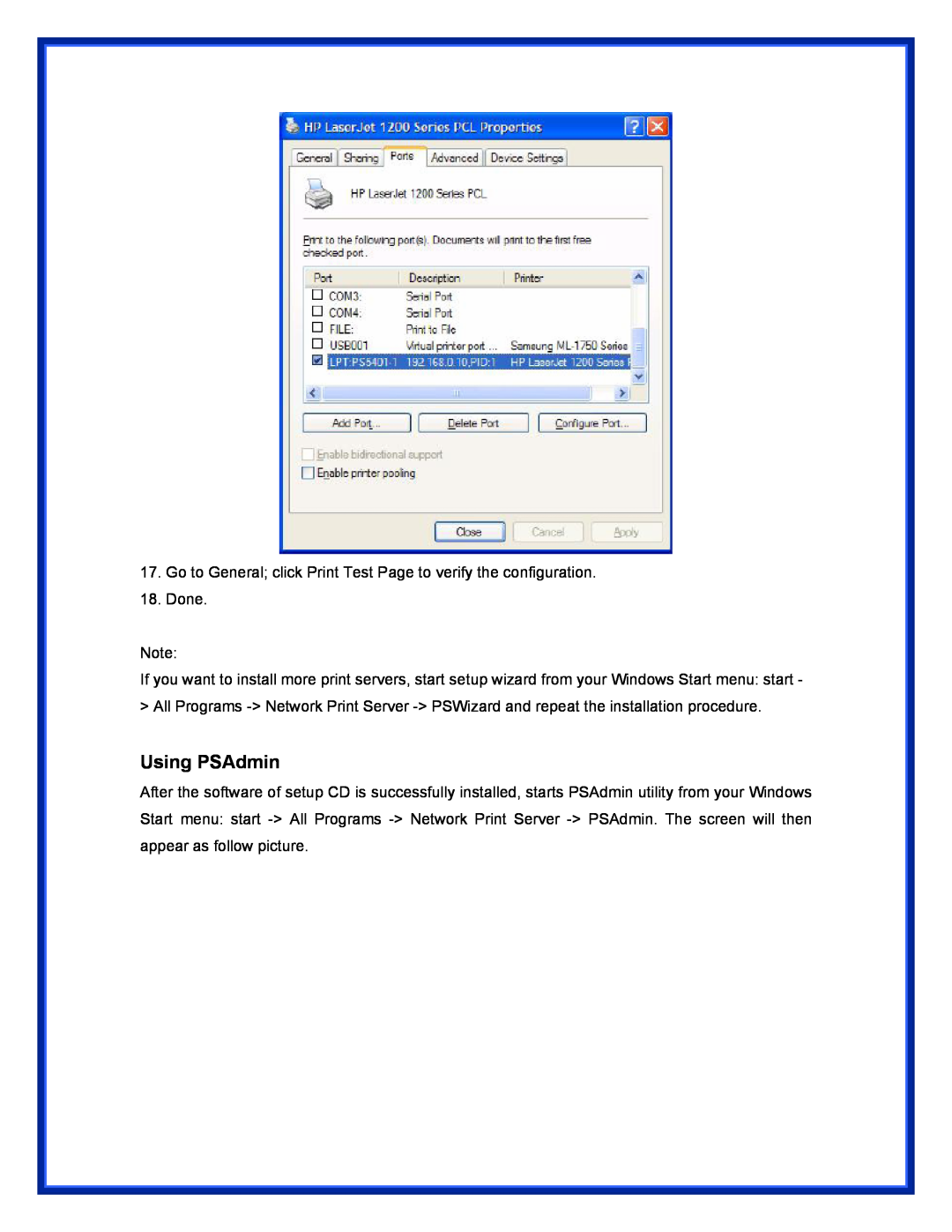Epson (USB 2.0) user manual Using PSAdmin 